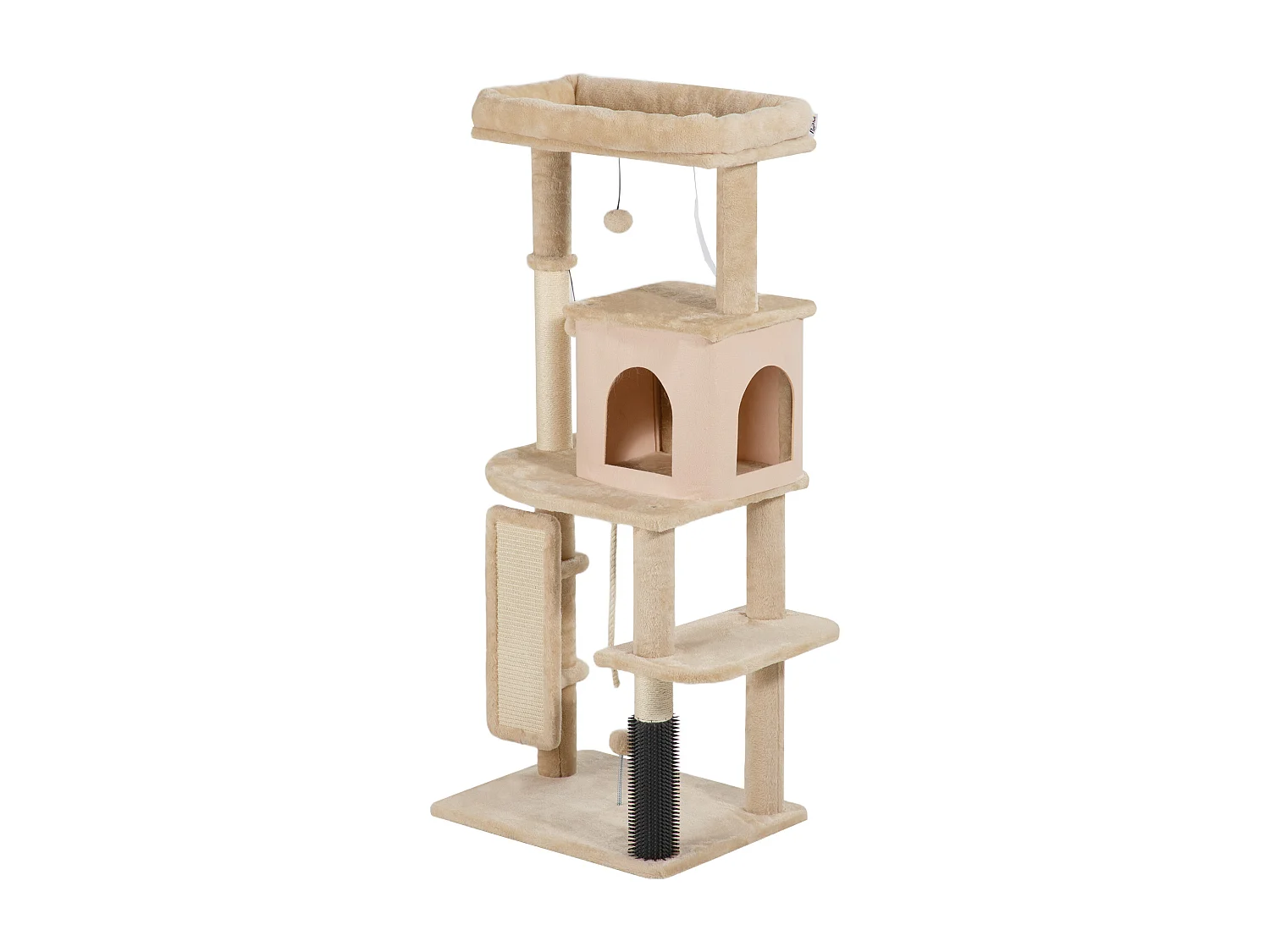 Albero per gatti con casetta lettino con spazzole e tiragraffi beige