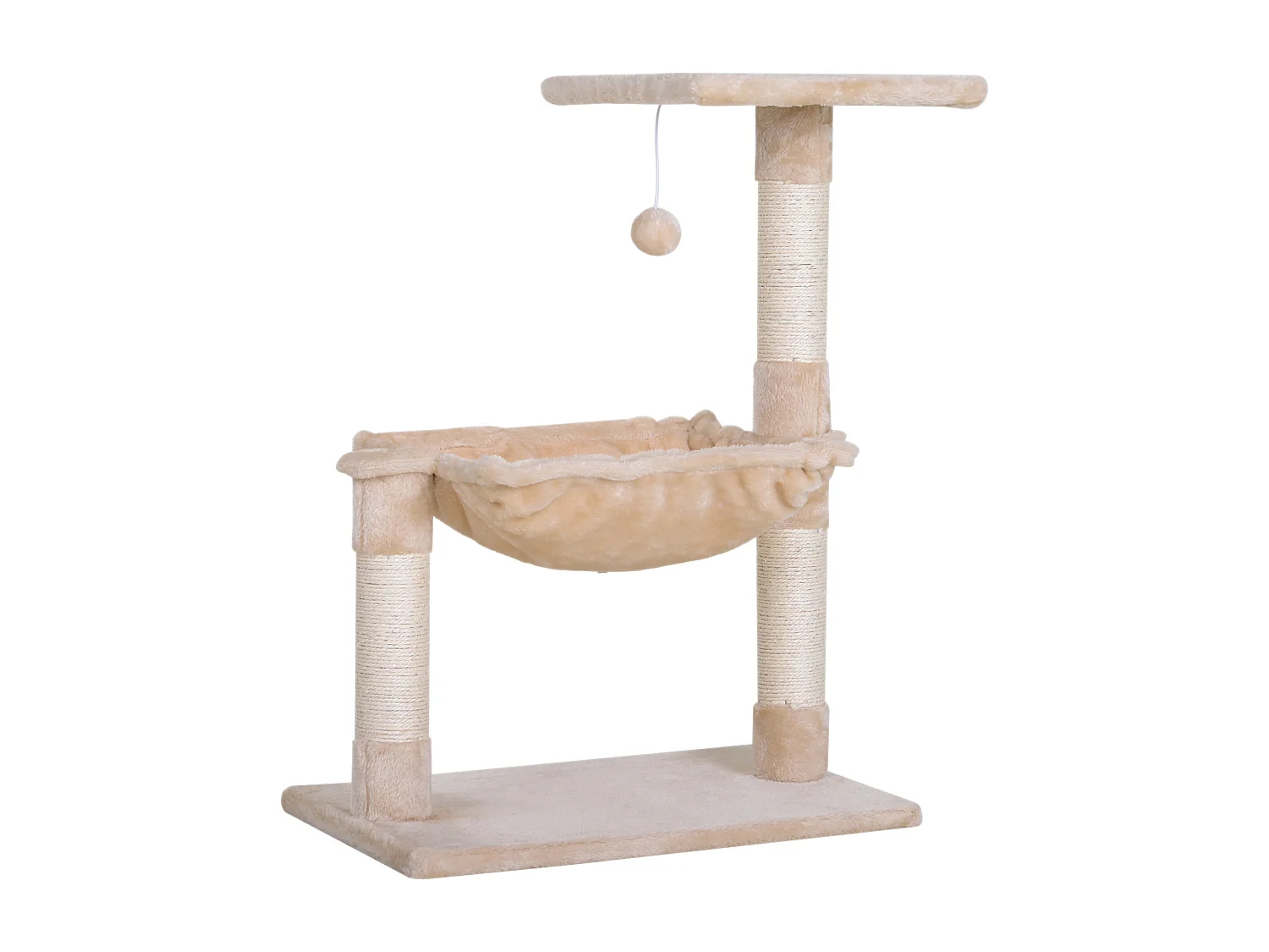 Tiragraffi per gatti multilivello con amaca e pallina beige