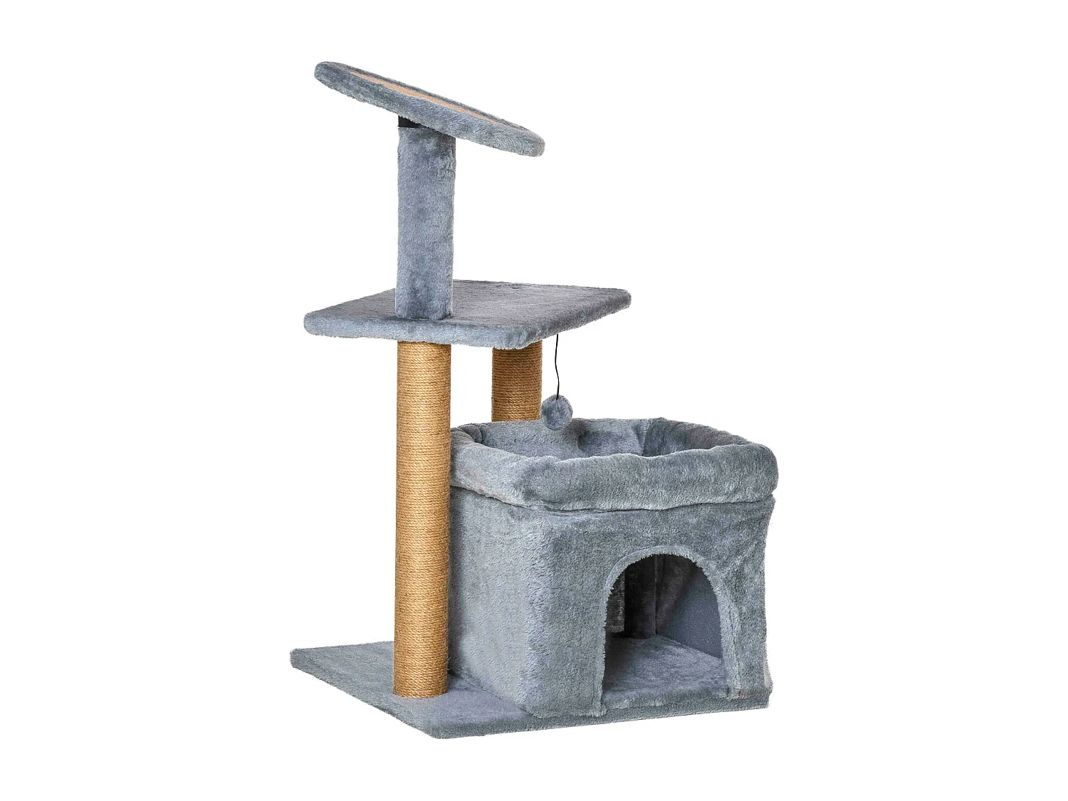 Albero per gatti con tiragraffi in juta casetta cuscino peluche