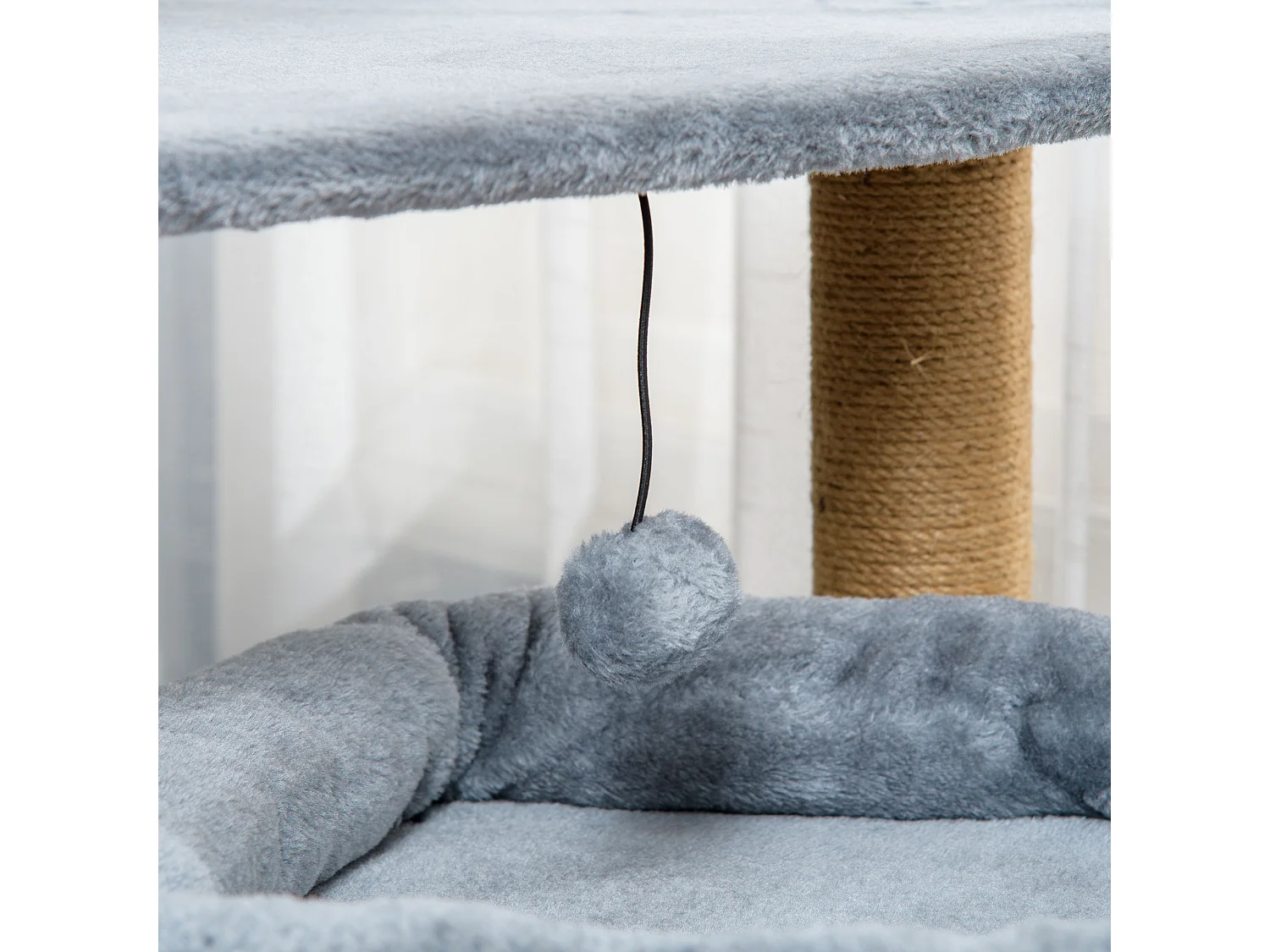 Albero per gatti con tiragraffi in juta casetta cuscino peluche