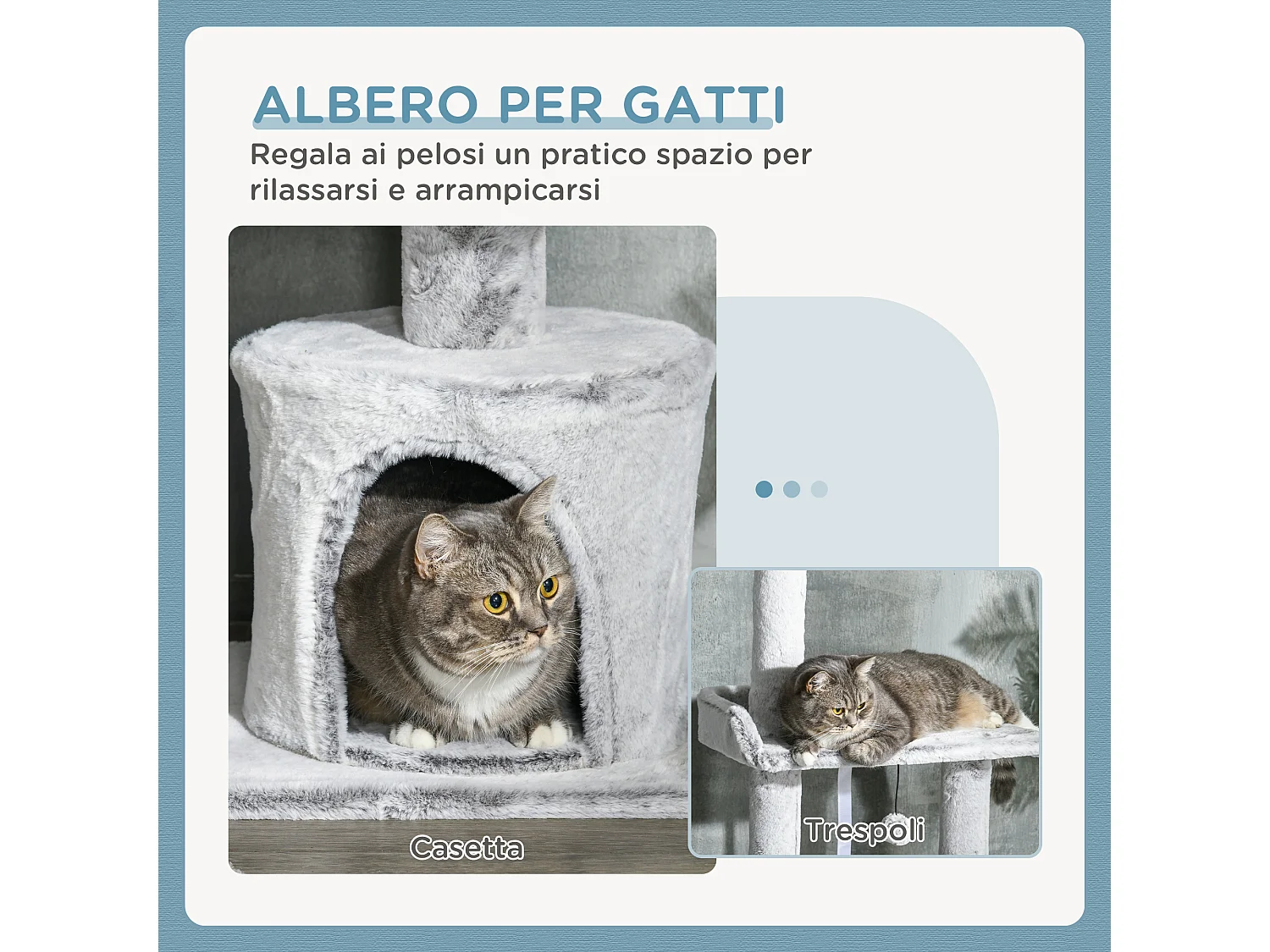 Albero per Gatti fino 5kg Regolabile a Soffitto con Piattaforme e Casetta