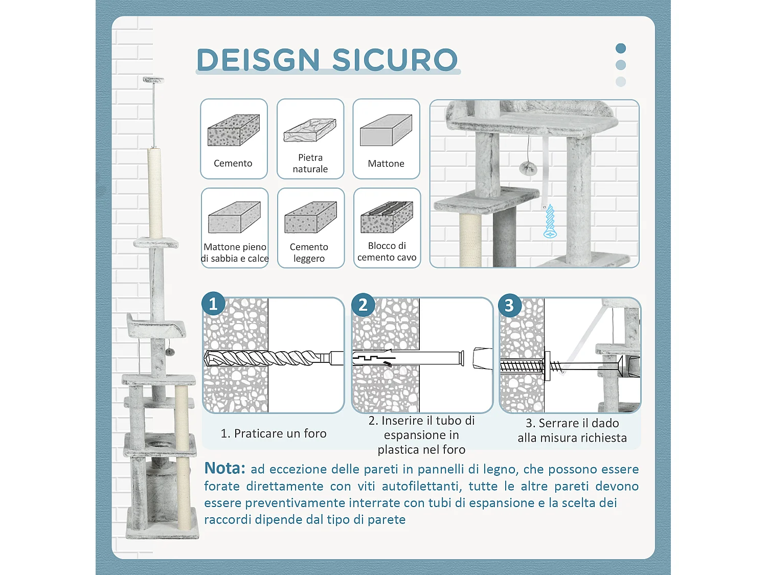 Albero per Gatti fino 5kg Regolabile a Soffitto con Piattaforme e Casetta
