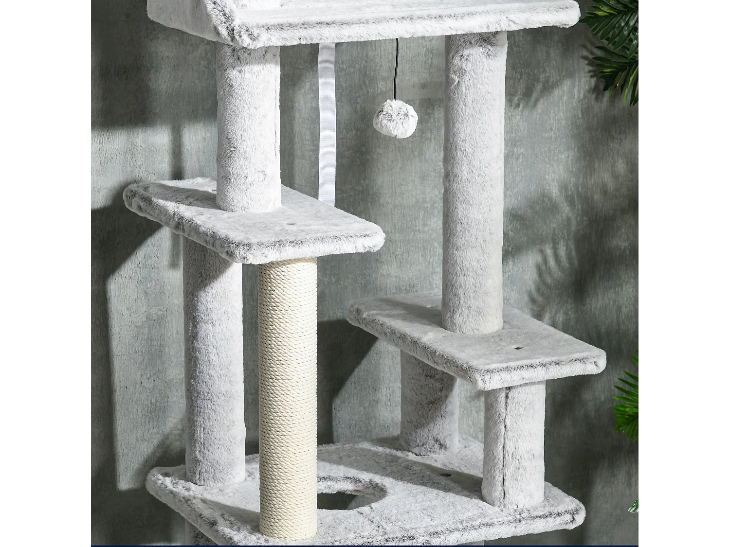 Albero per Gatti fino 5kg Regolabile a Soffitto con Piattaforme e Casetta