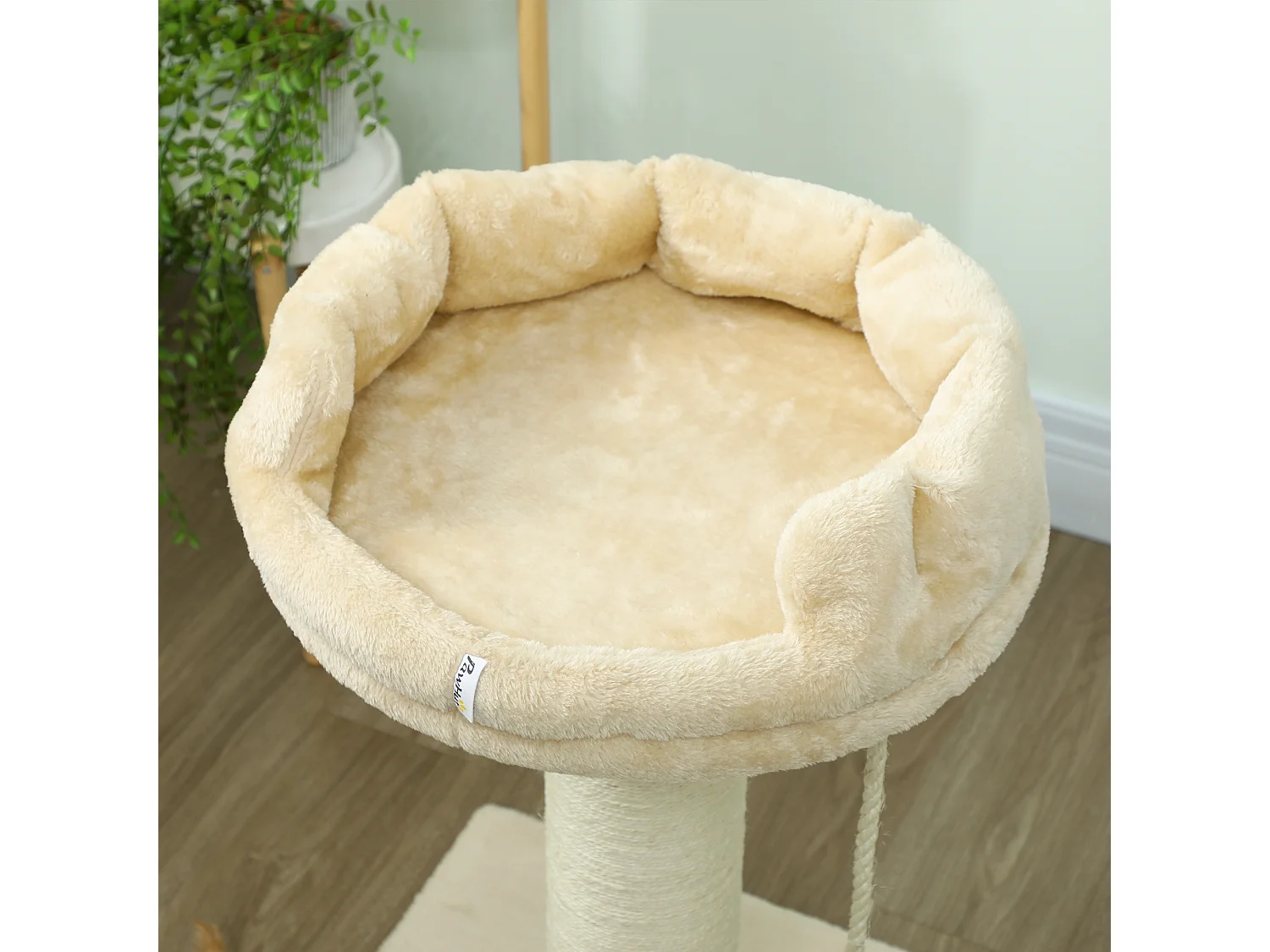 Albero tiragraffi per gatti con lettino e pallina beige