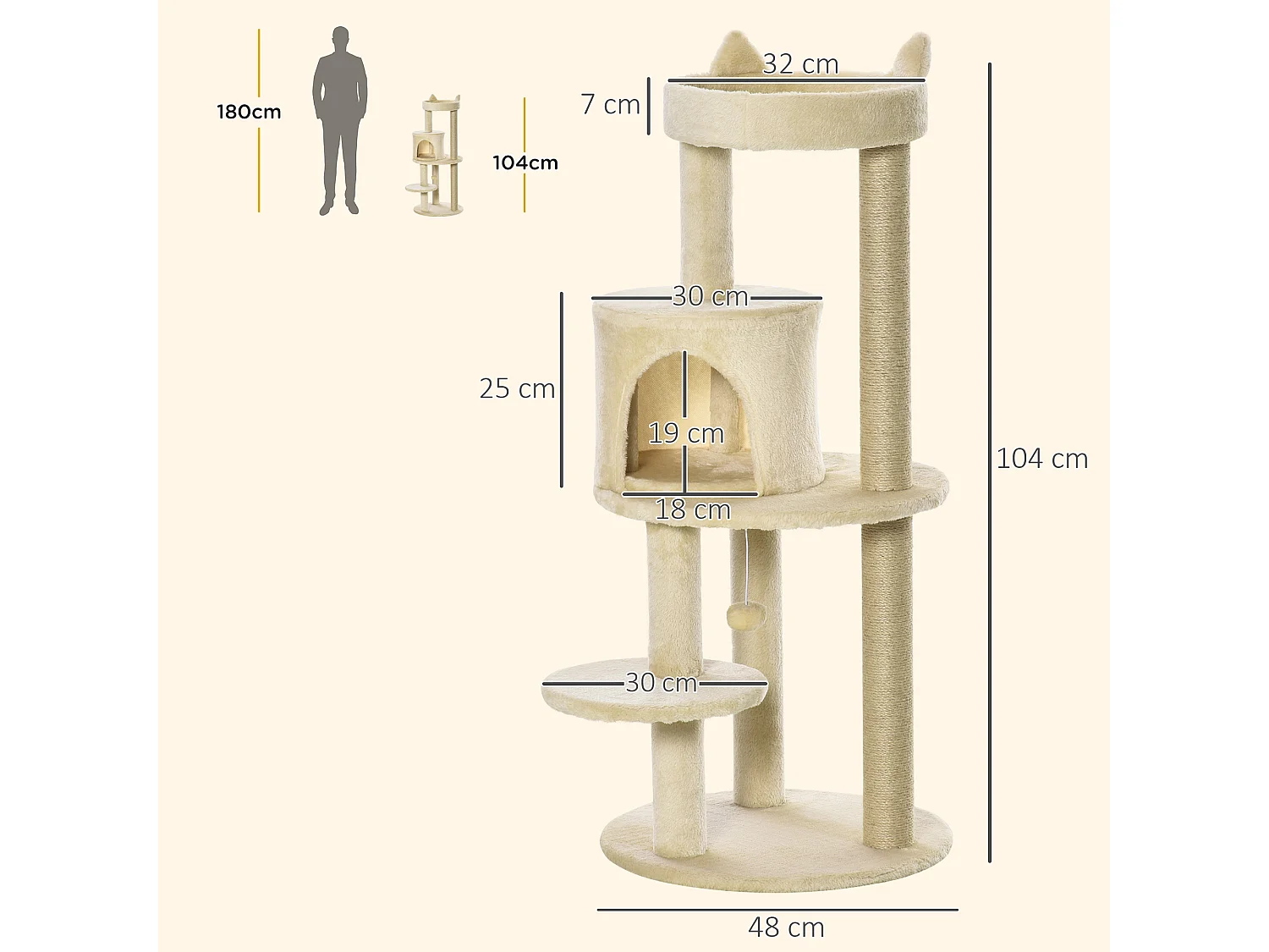 Albero tiragraffi cuccia sisal bianco crema