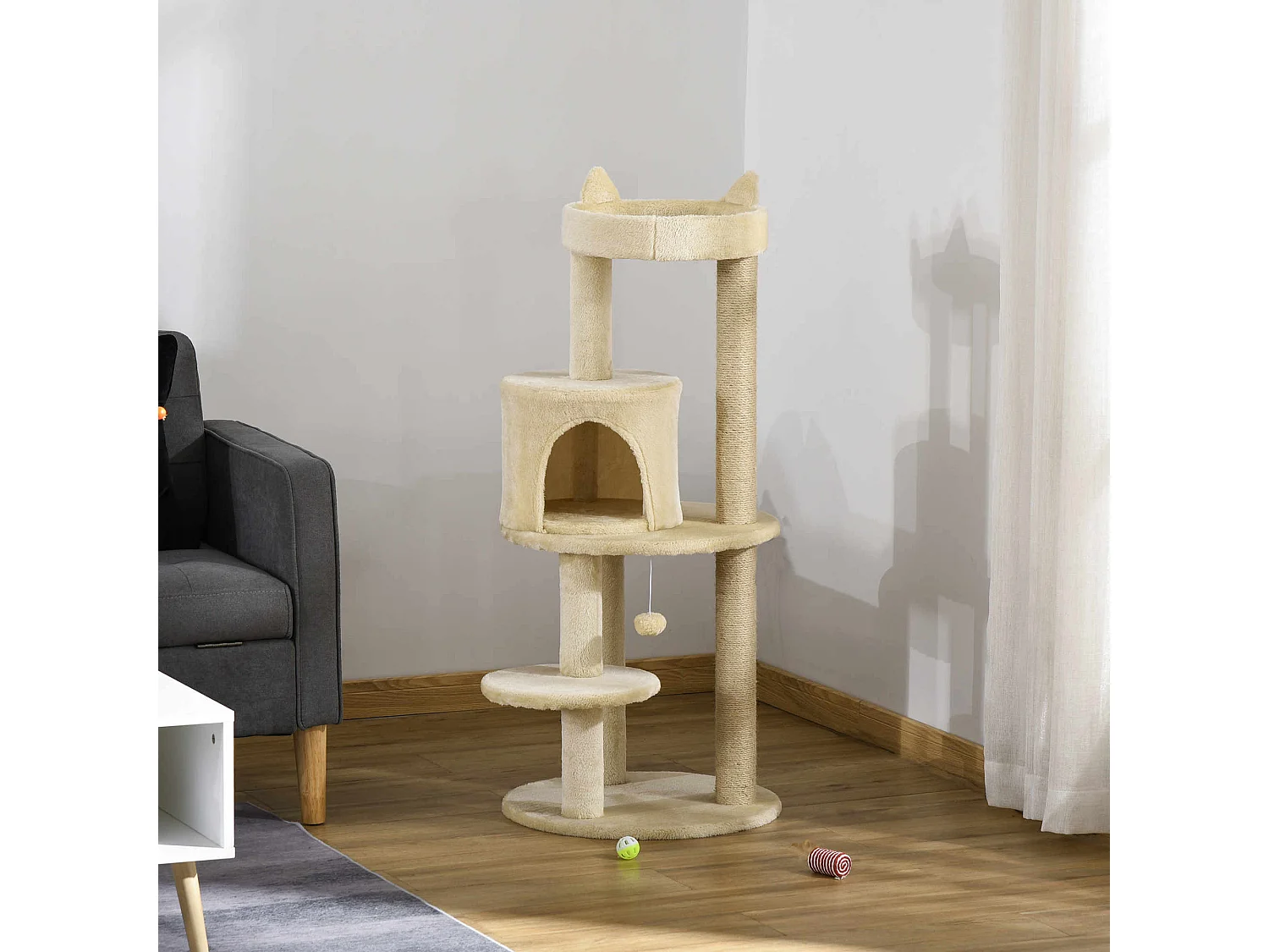 Albero tiragraffi cuccia sisal bianco crema