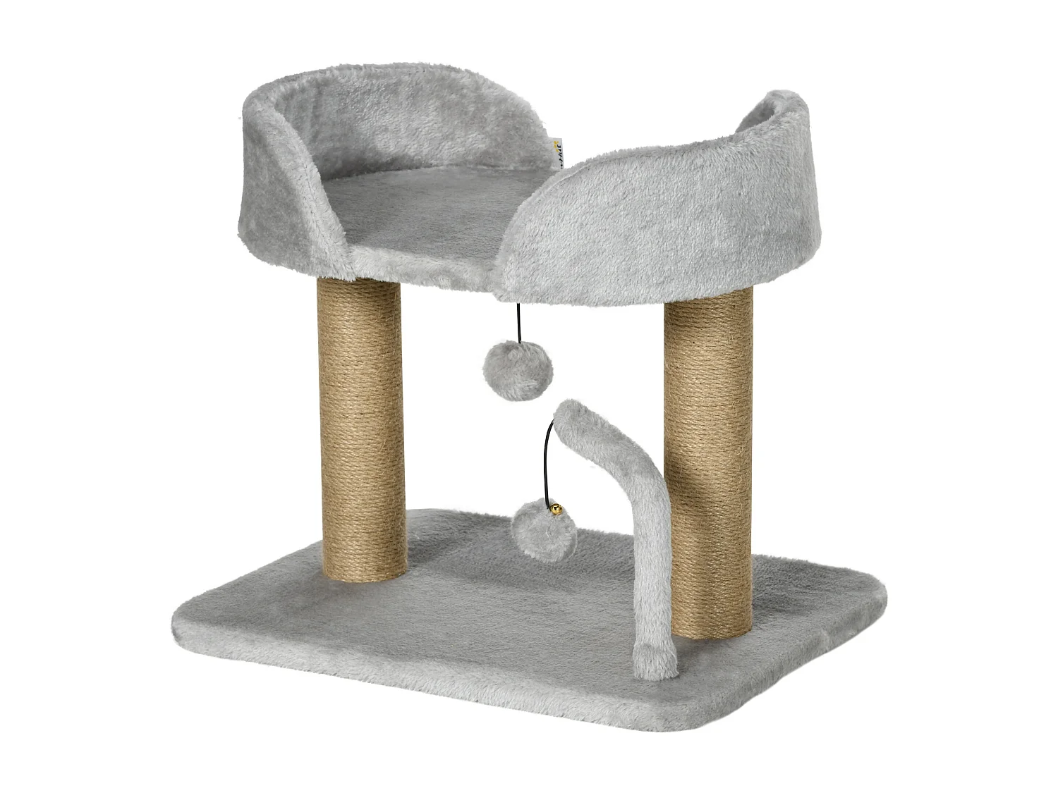 Albero tiragraffi per gatti con lettino e palline grigio