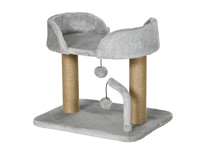 Albero tiragraffi per gatti con lettino e palline grigio