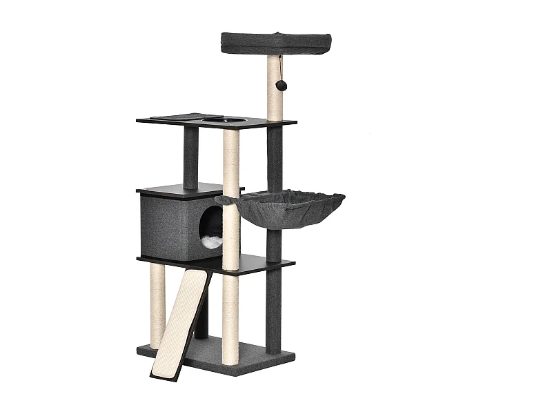 Tiragraffi per gatti multilivello pali in sisal casetta lettino