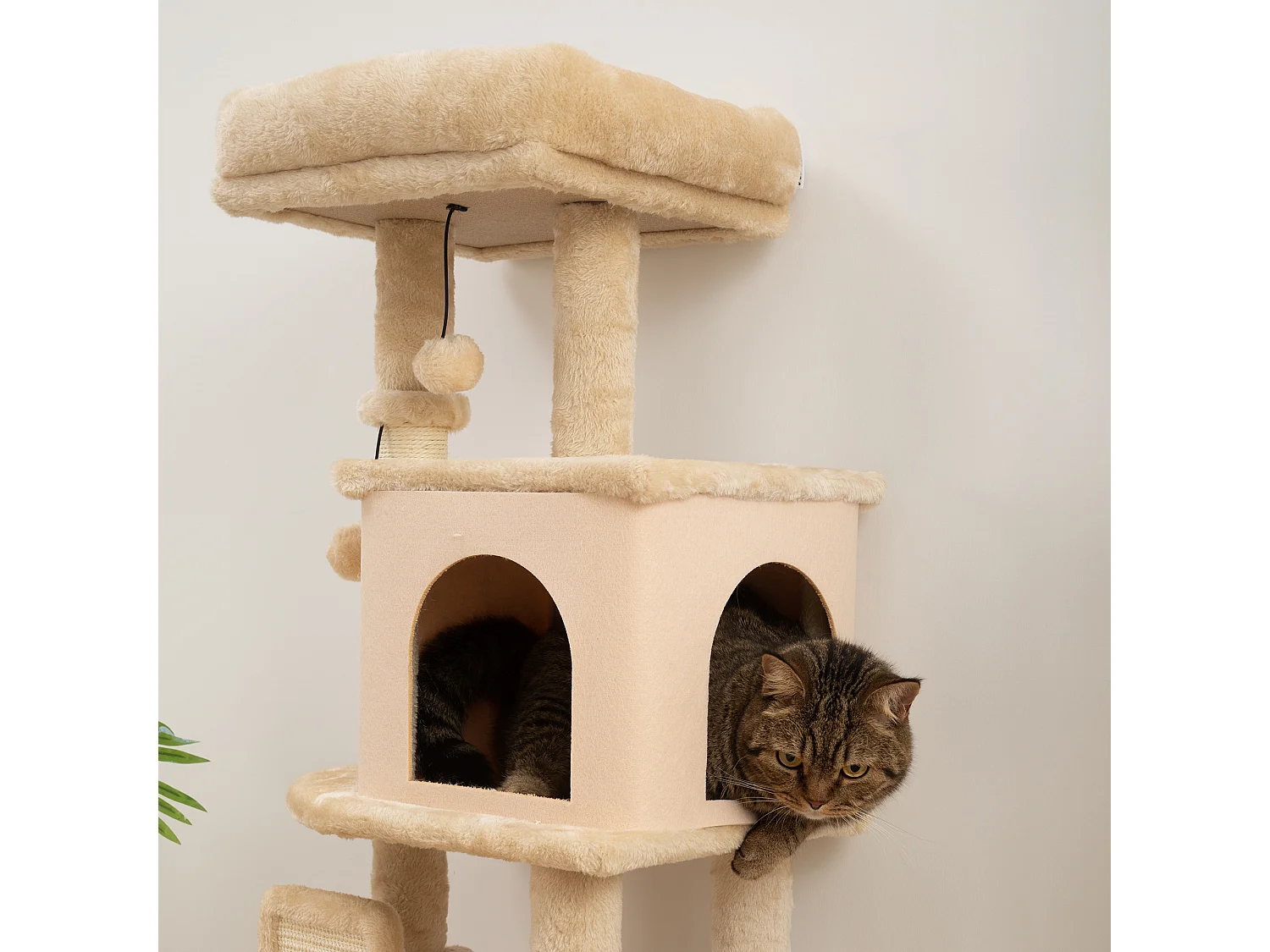 Albero per gatti alto 104 cm con casetta lettino e spazzola beige