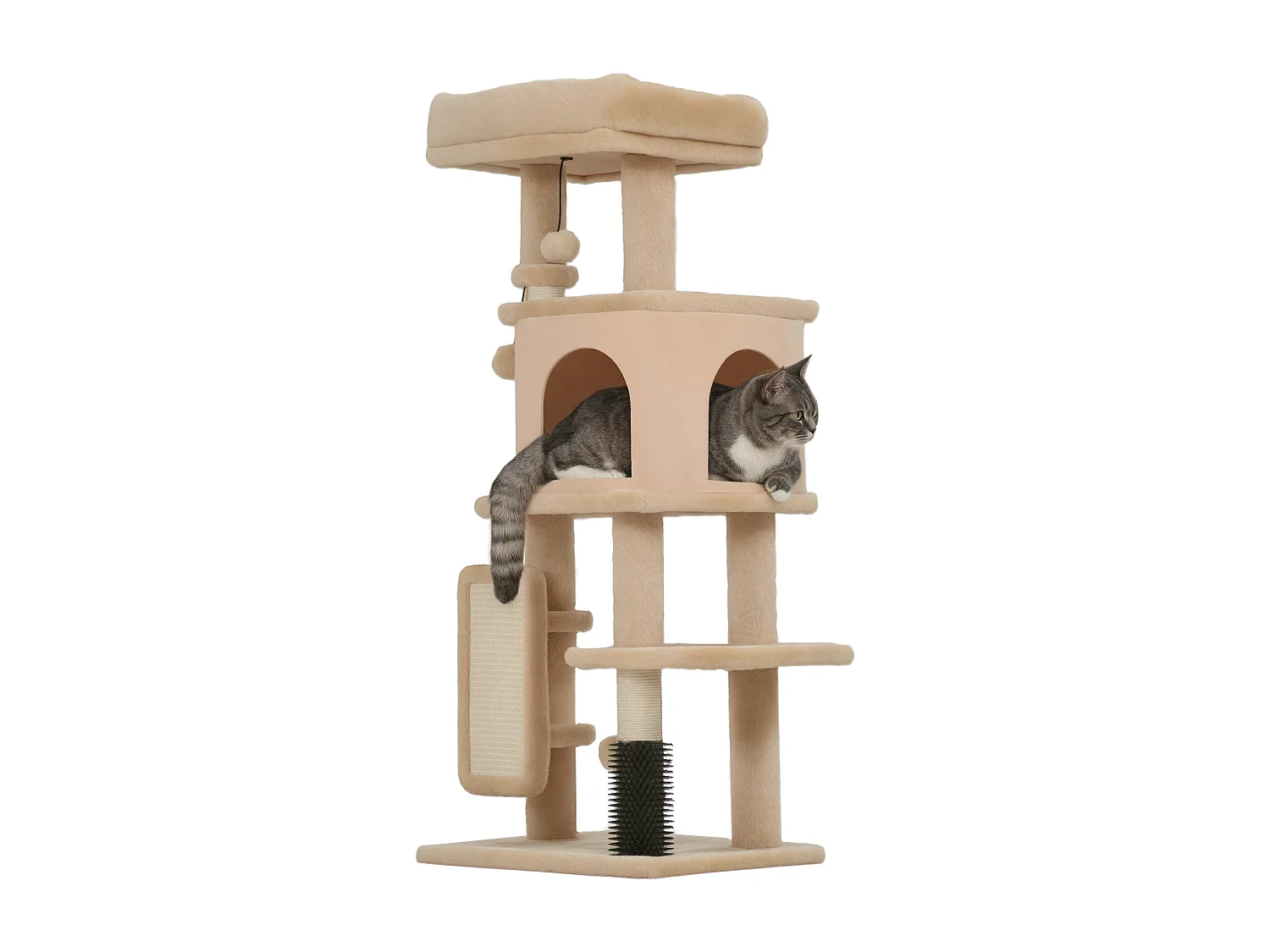 Albero per gatti alto 104 cm con casetta lettino e spazzola beige