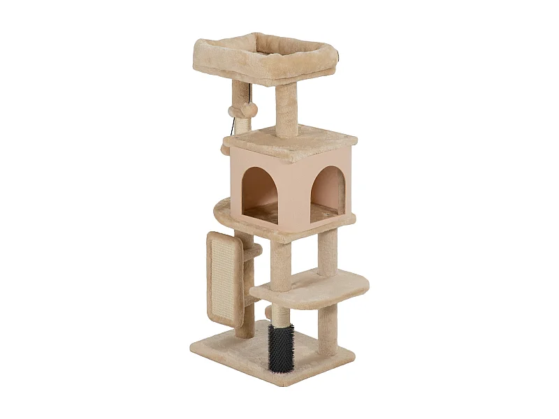 Albero per gatti alto 104 cm con casetta lettino e spazzola beige