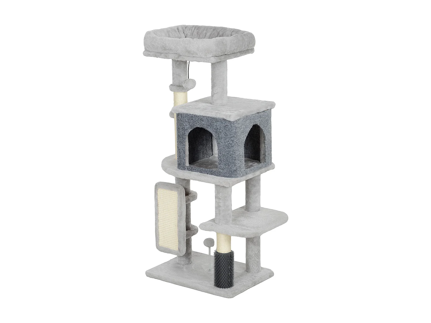 Albero per gatti alto 104 cm con casetta lettino palo con spazzola