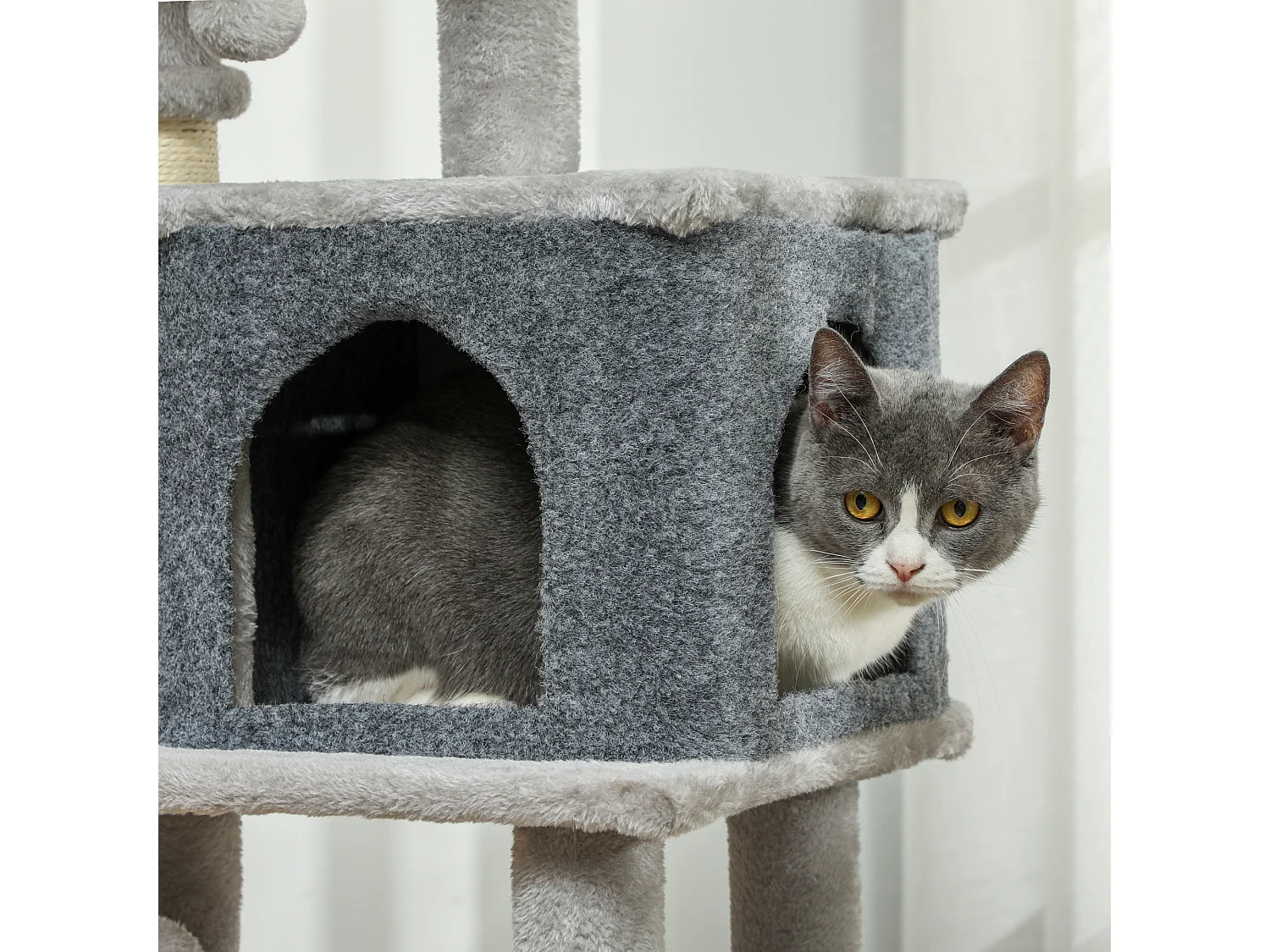 Albero per gatti alto 104 cm con casetta lettino palo con spazzola