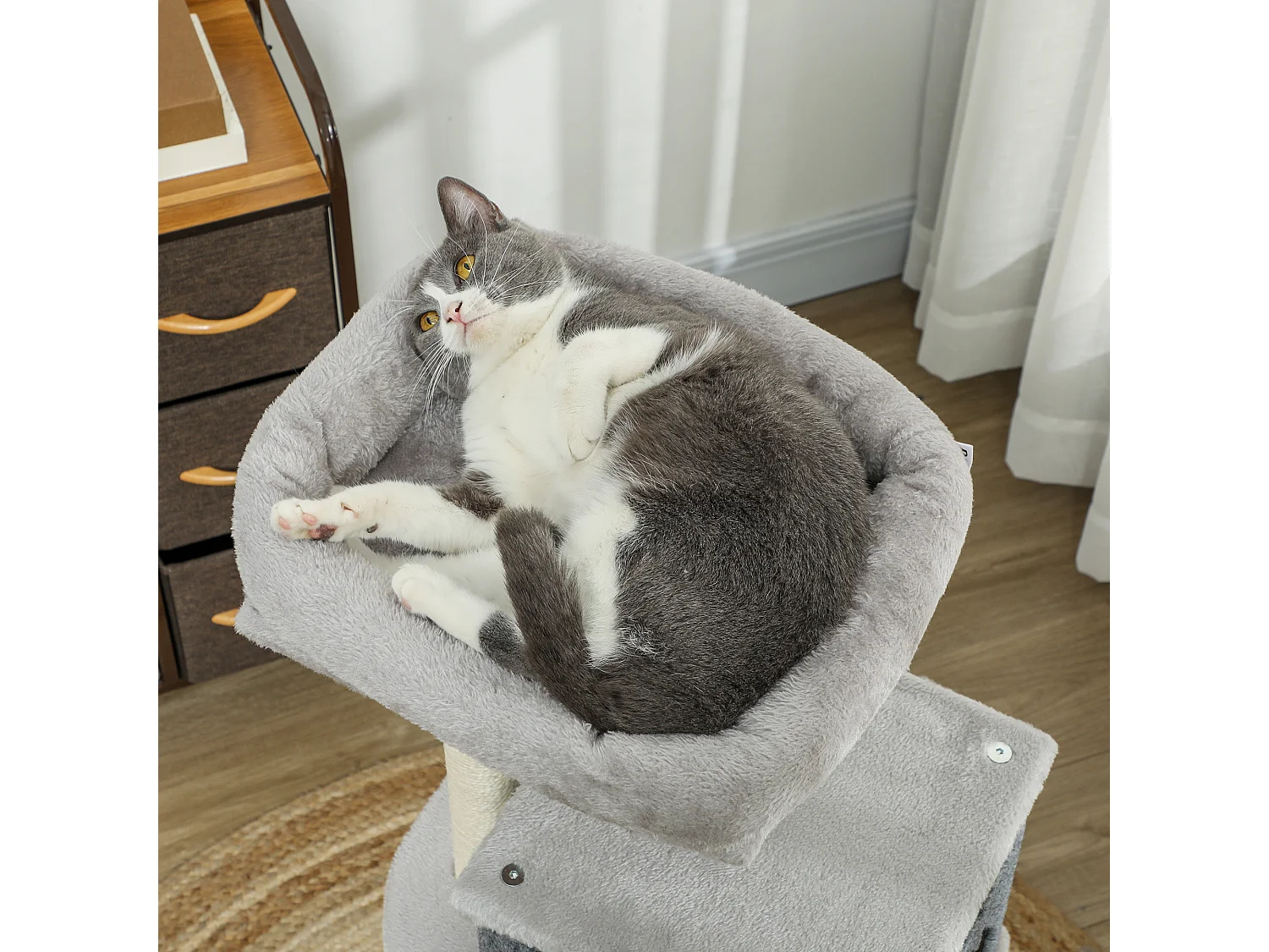 Albero per gatti alto 104 cm con casetta lettino palo con spazzola