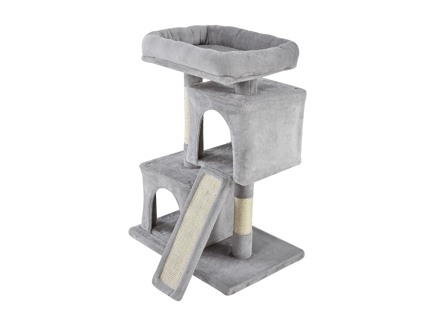 Albero tiragraffi con lettino 2 casette e pali in sisal