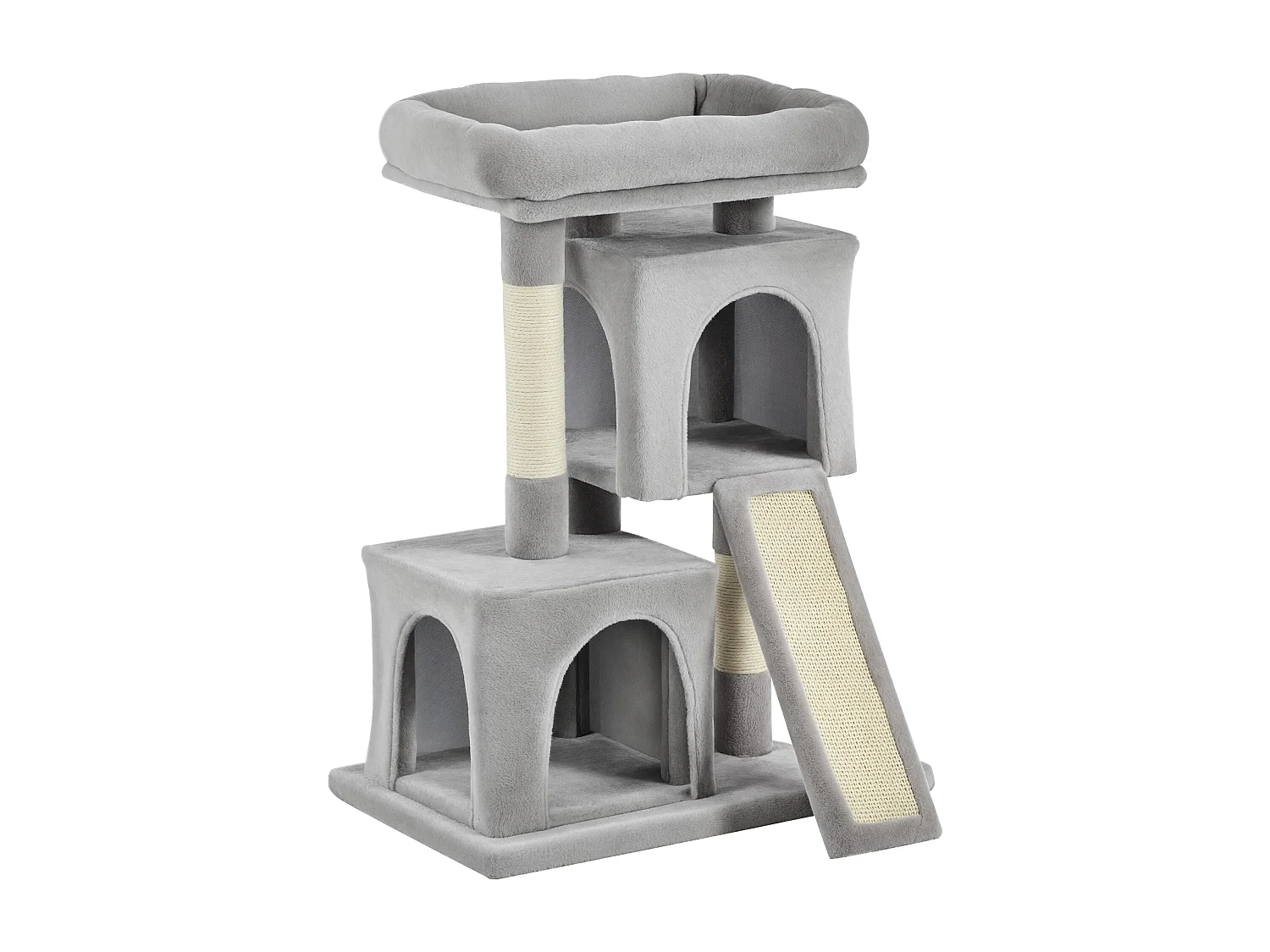 Albero tiragraffi con lettino 2 casette e pali in sisal