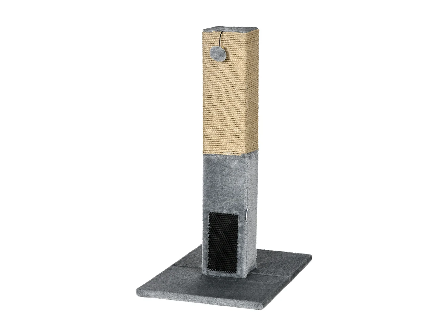 Albero tiragraffi per gatti con 2 palline giocattolo e spazzola grigio