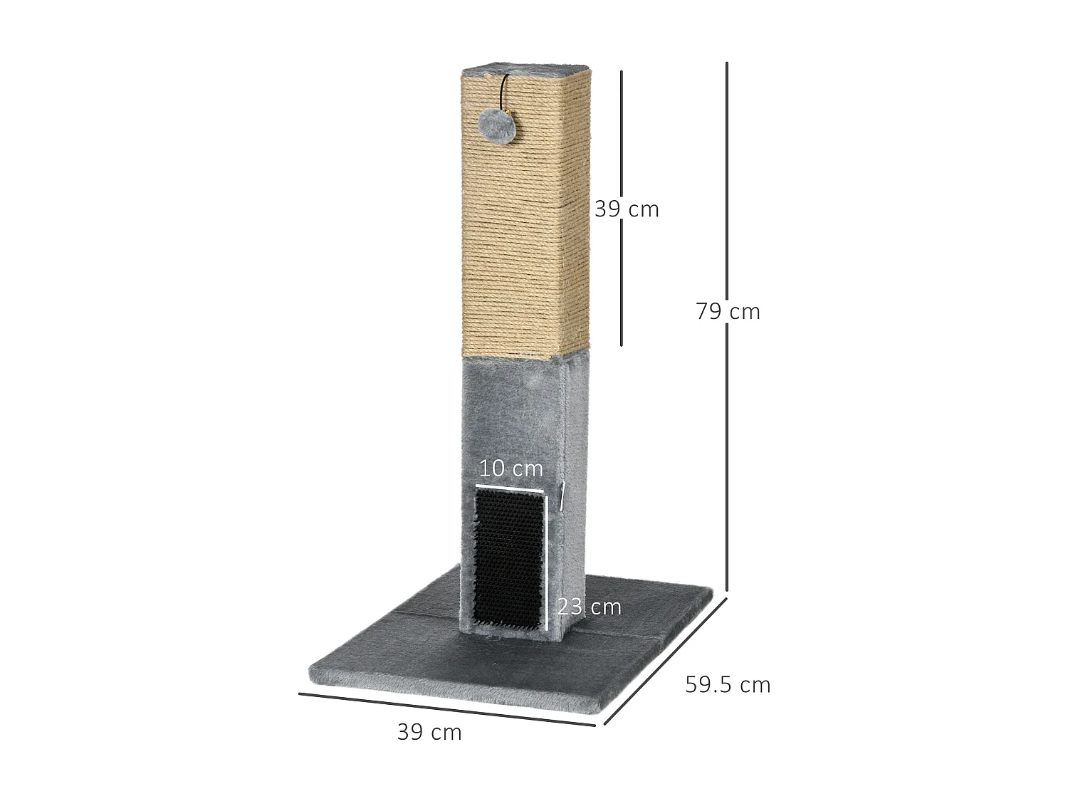Albero tiragraffi per gatti con 2 palline giocattolo e spazzola grigio