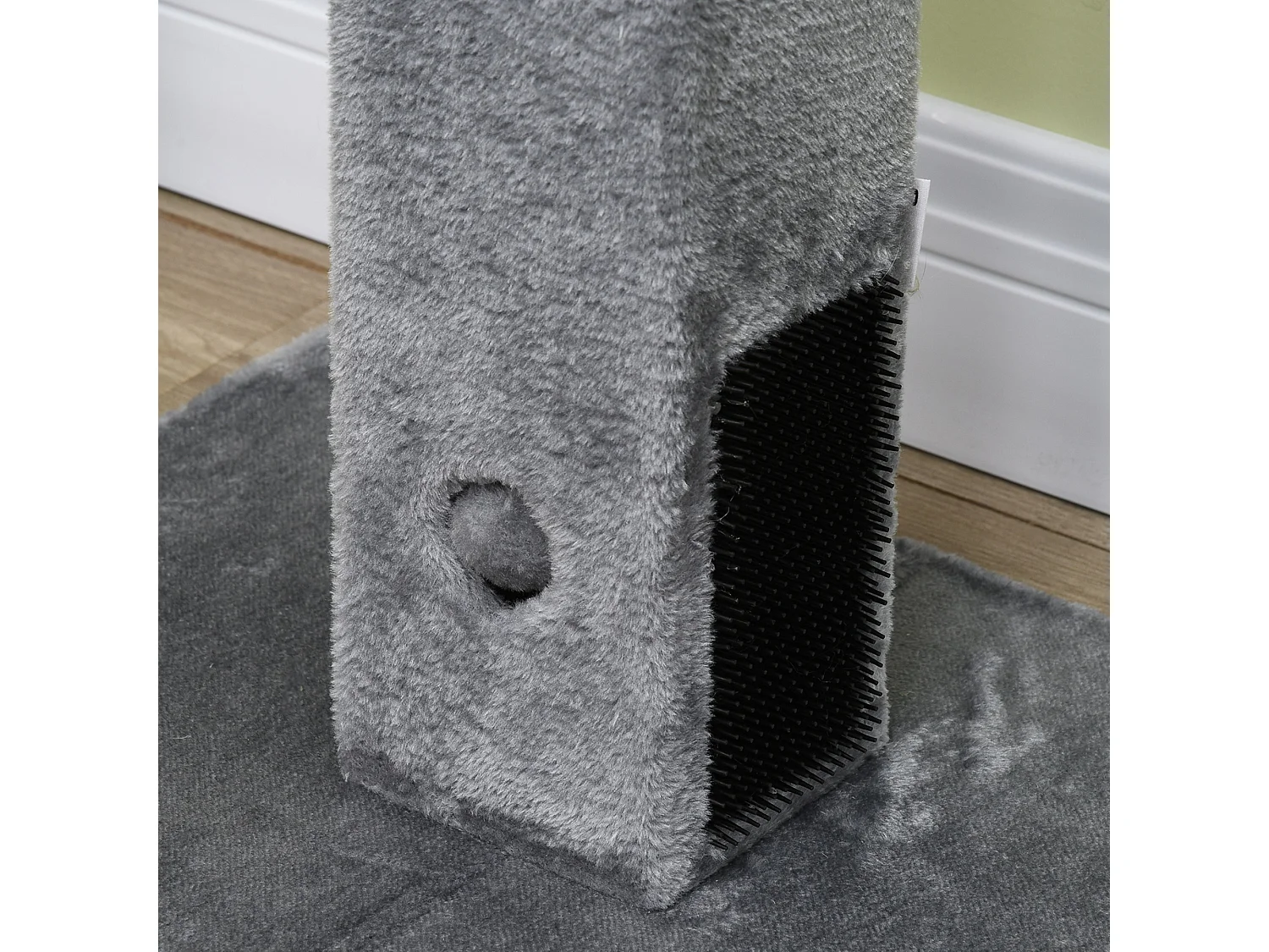 Albero tiragraffi per gatti con 2 palline giocattolo e spazzola grigio