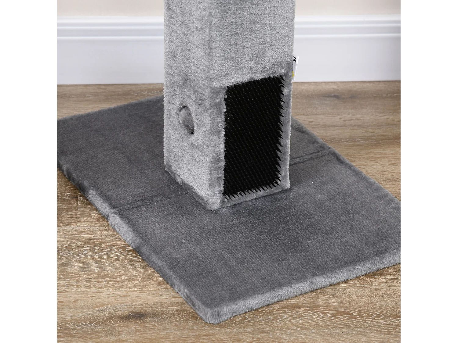 Albero tiragraffi per gatti con 2 palline giocattolo e spazzola grigio