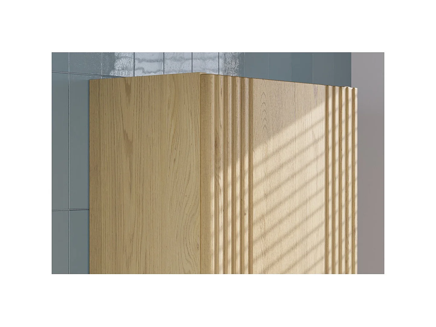 Colonne de salle de bain KORI 140 cm chêne clair – Rangement suspendu 1 porte