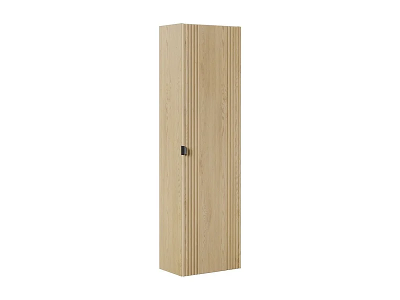 Colonne de salle de bain KORI 140 cm chêne clair – Rangement suspendu 1 porte