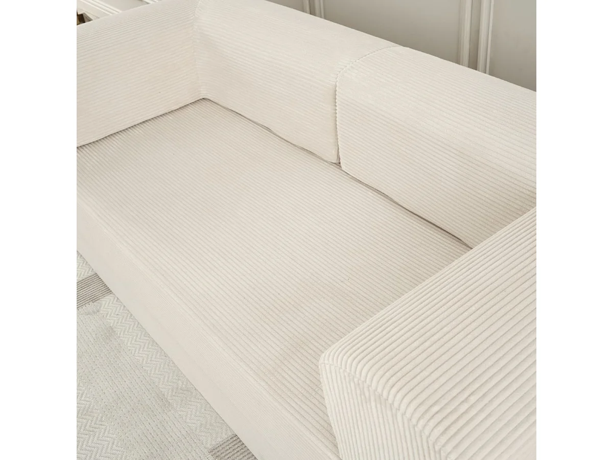 Canapé-lit 2 places modulable en mousse et tissu velours coloris crème - EDNA