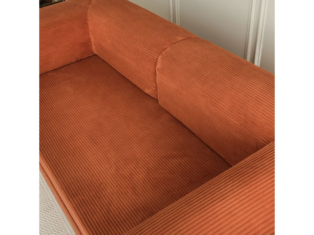 Canapé-lit 2 places modulable en mousse et tissu velours coloris terracotta - EDNA