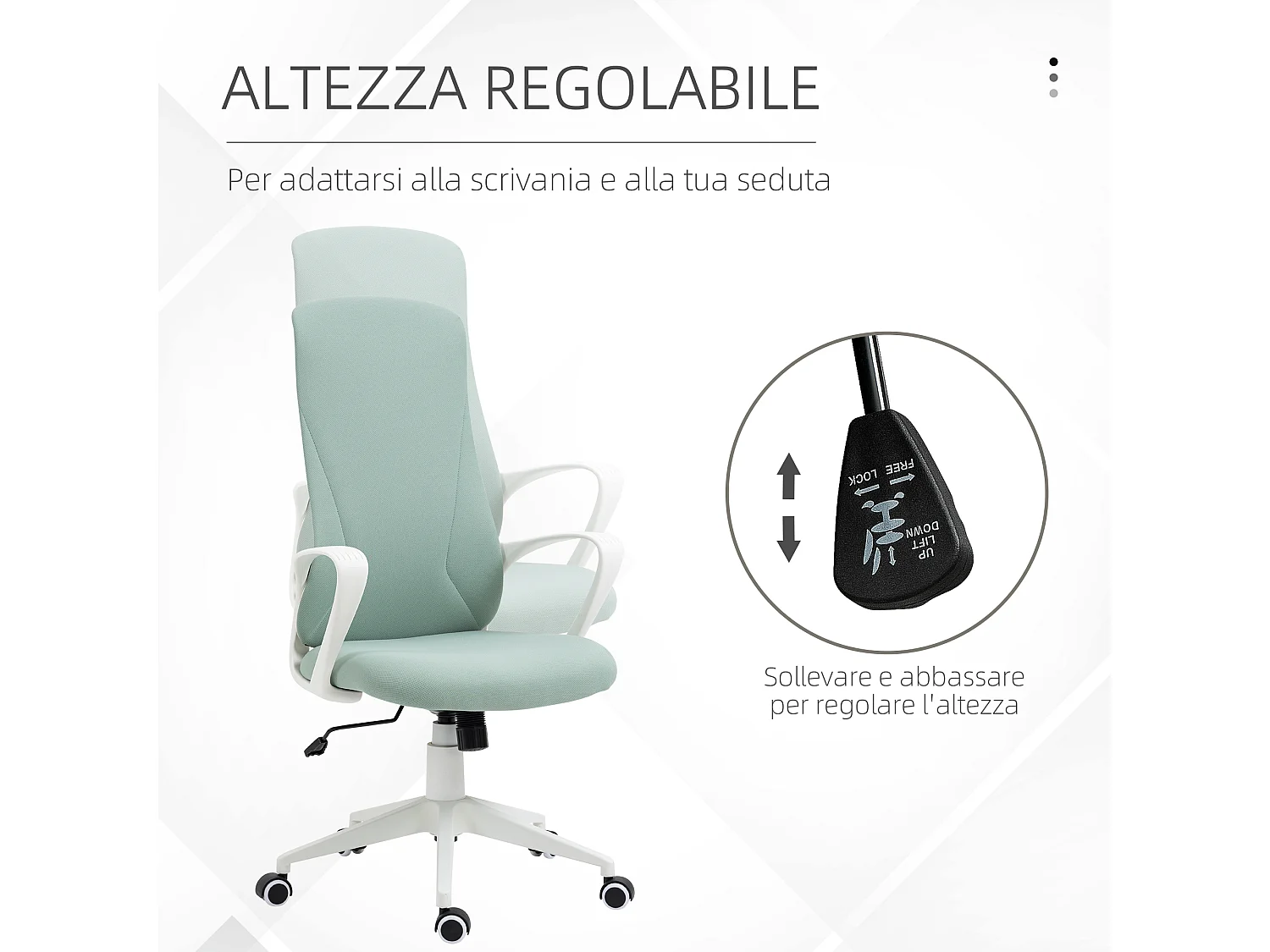 Sedia da ufficio ergonomica con funzione dondolo verde