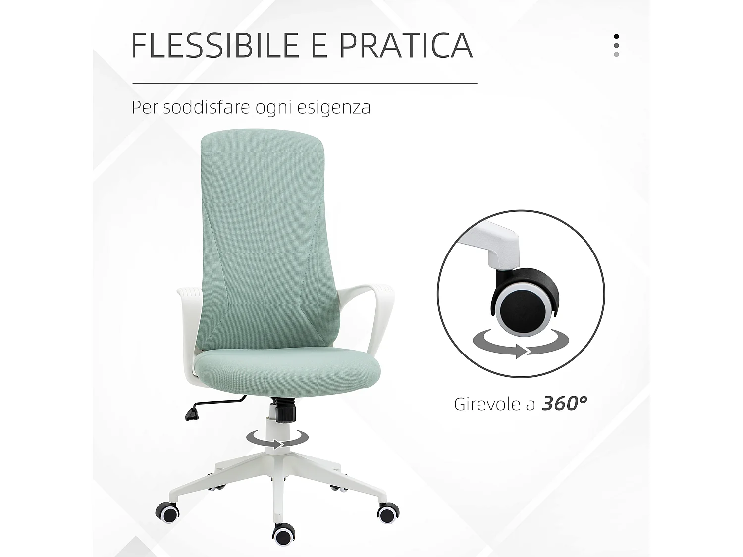 Sedia da ufficio ergonomica con funzione dondolo verde