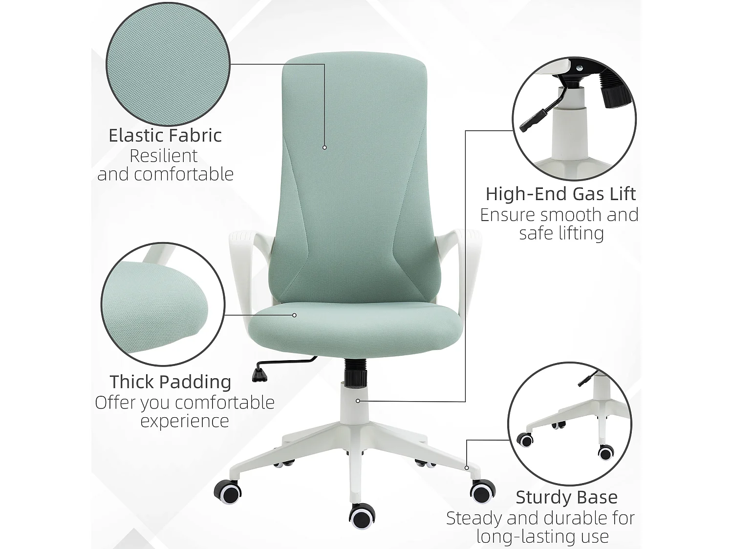 Sedia da ufficio ergonomica con funzione dondolo verde