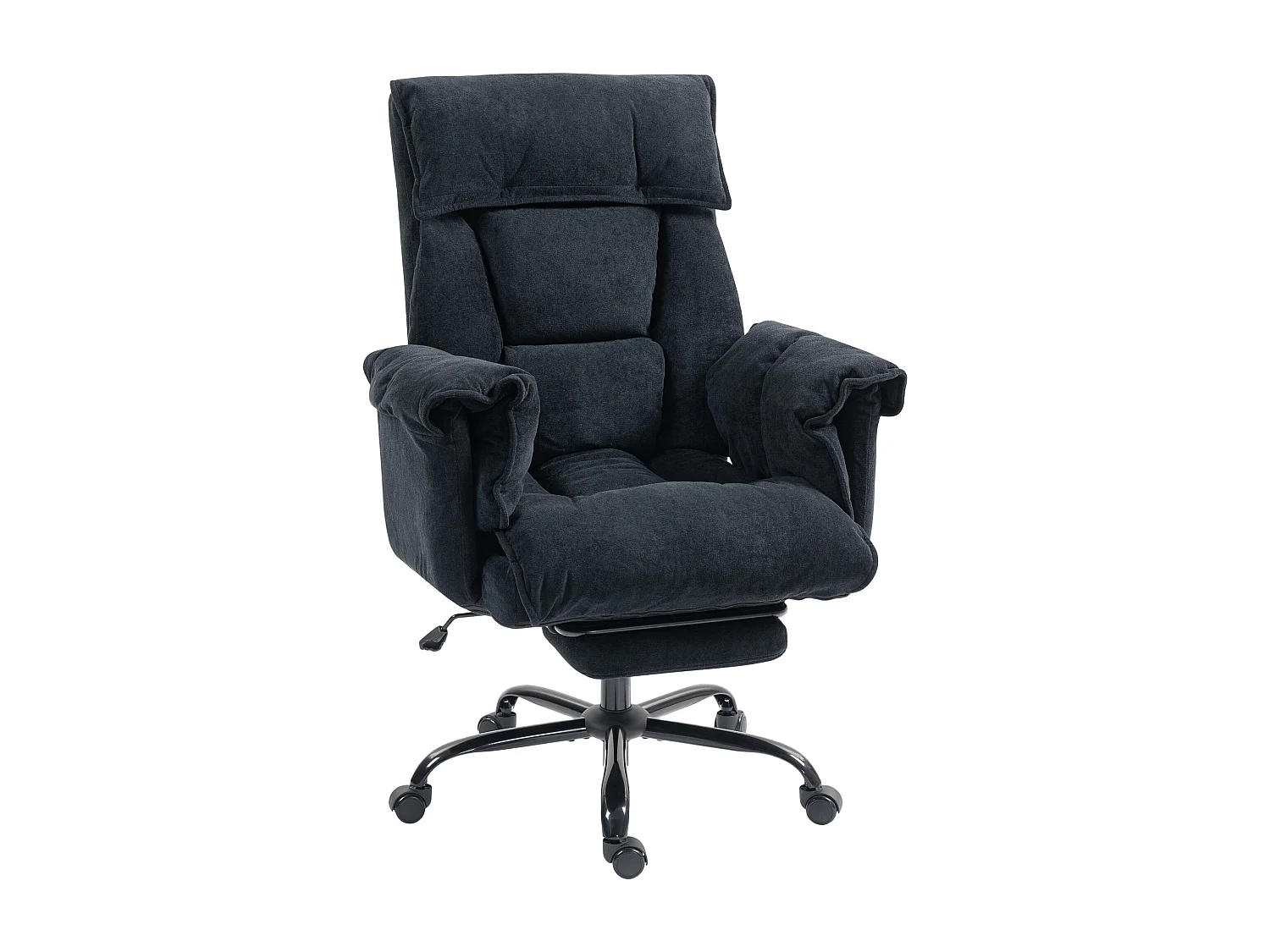 Sedia da ufficio reclinabile con poggiapiedi e schienale alto nero