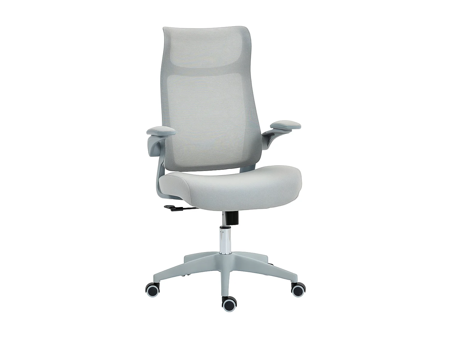 Sedia da ufficio ergonomica con schienale a rete e poggiatesta grigio