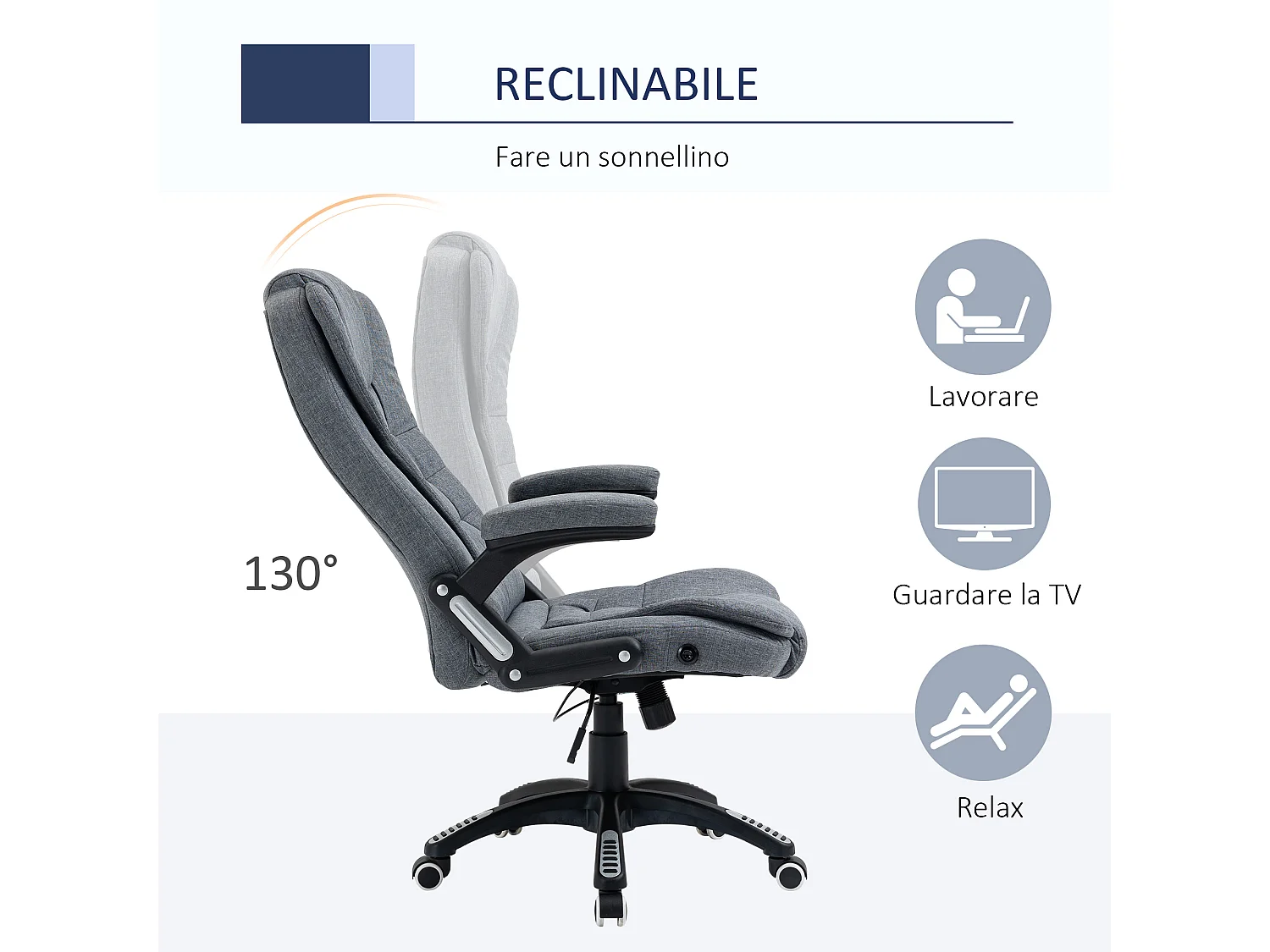 Poltrona da ufficio girevole reclinabile altezza regolabile