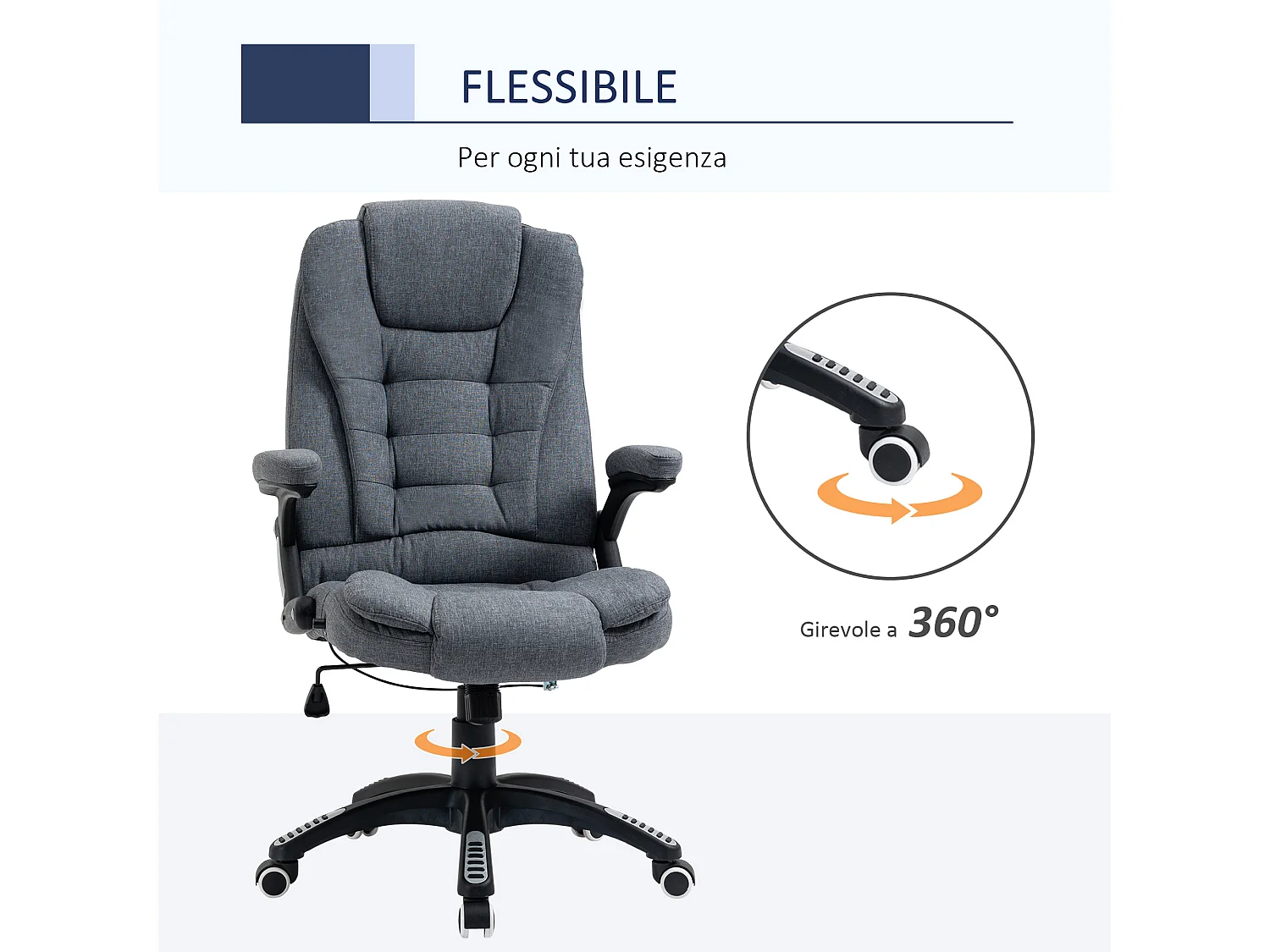 Poltrona da ufficio girevole reclinabile altezza regolabile