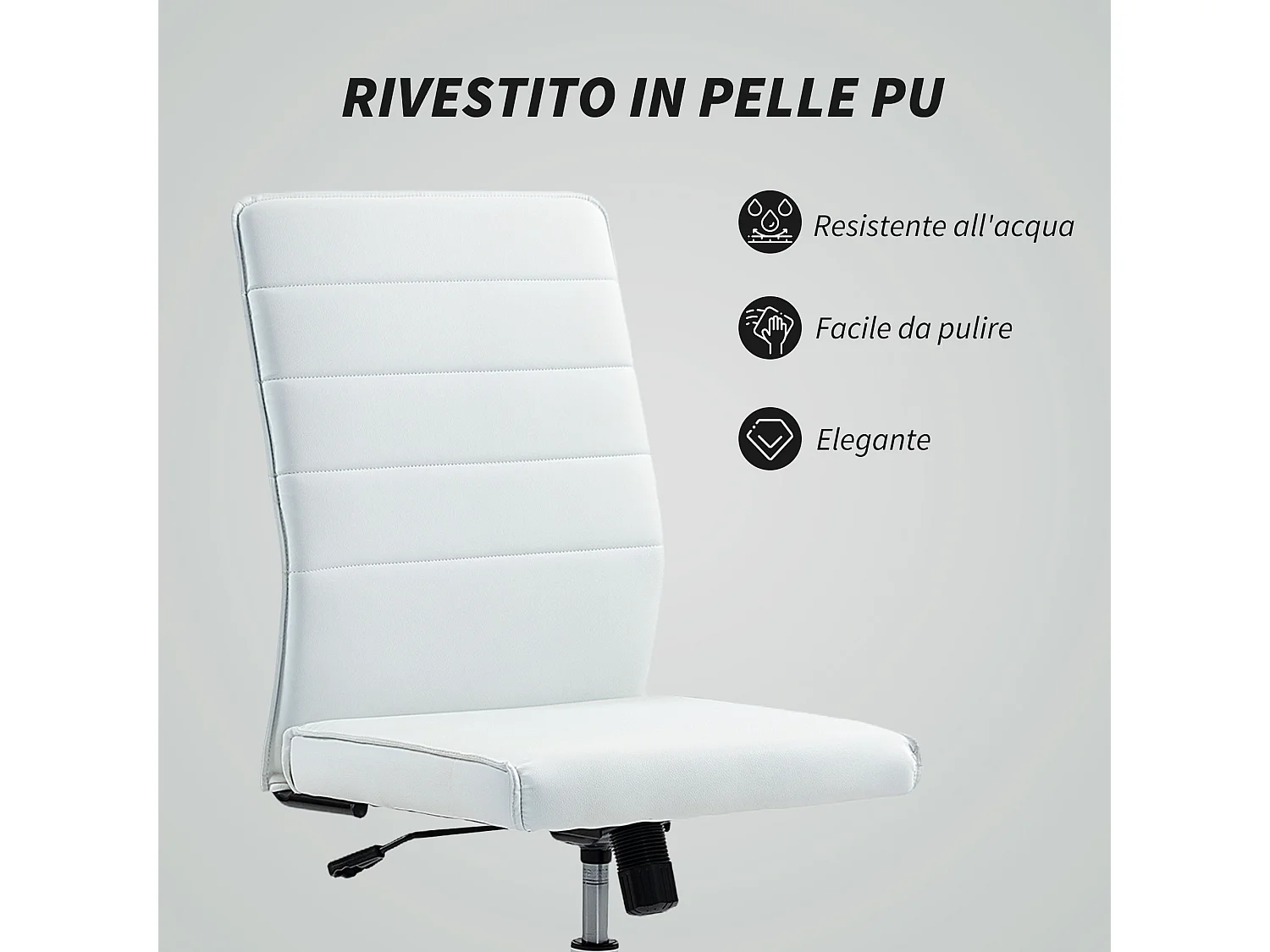 Sedia da ufficio ergonomica e regolabile con schienale ricurvo bianco