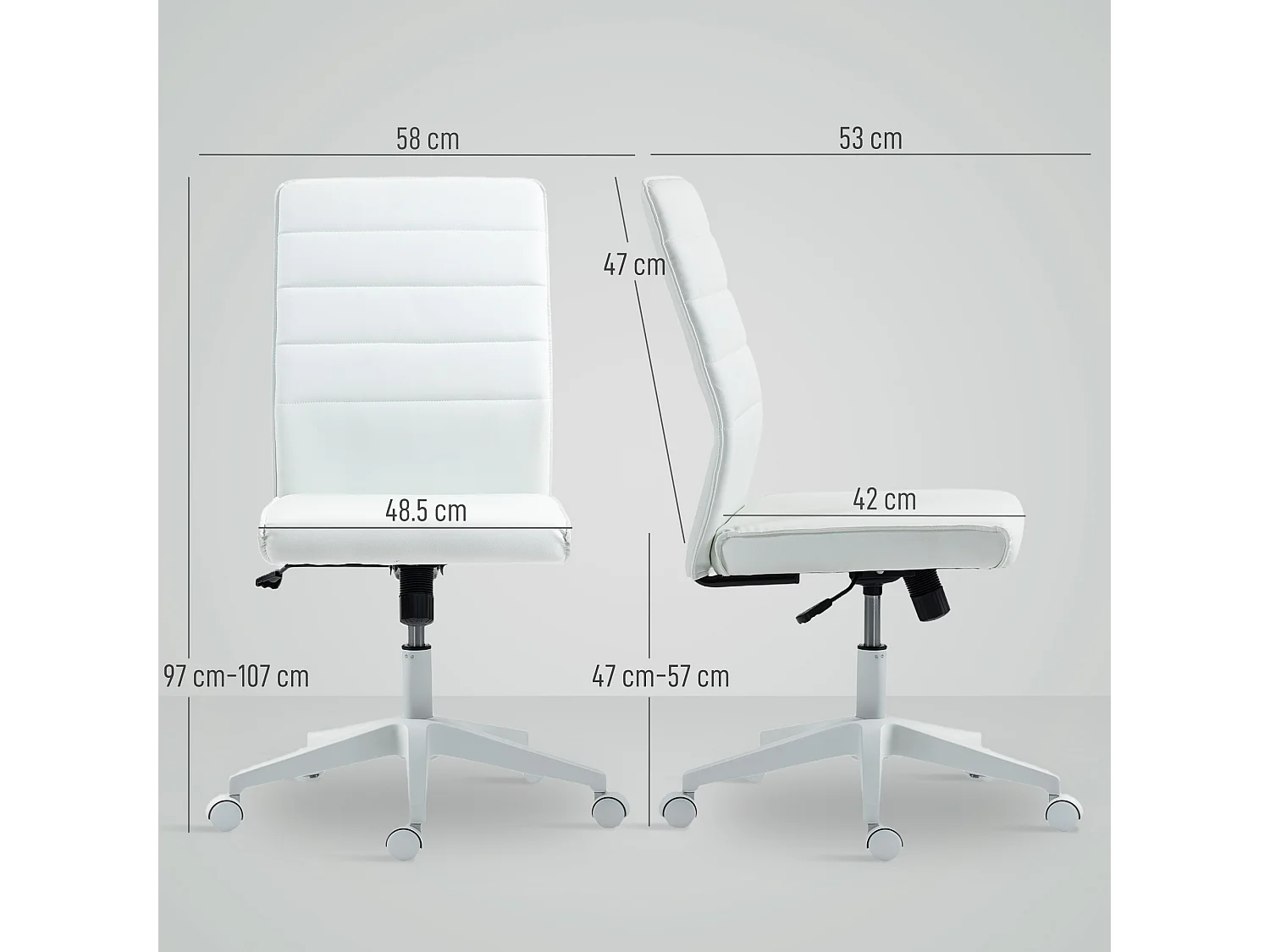Sedia da ufficio ergonomica e regolabile con schienale ricurvo bianco
