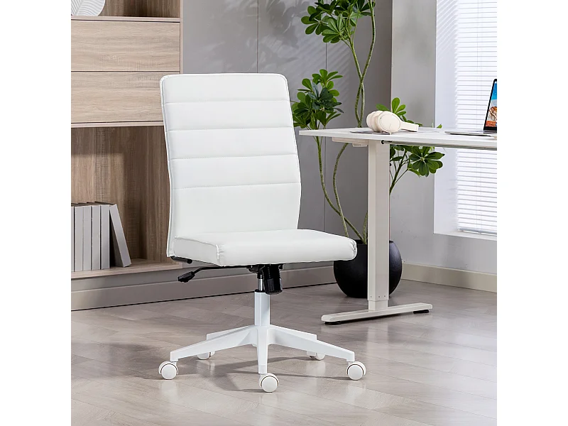 Sedia da ufficio ergonomica e regolabile con schienale ricurvo bianco