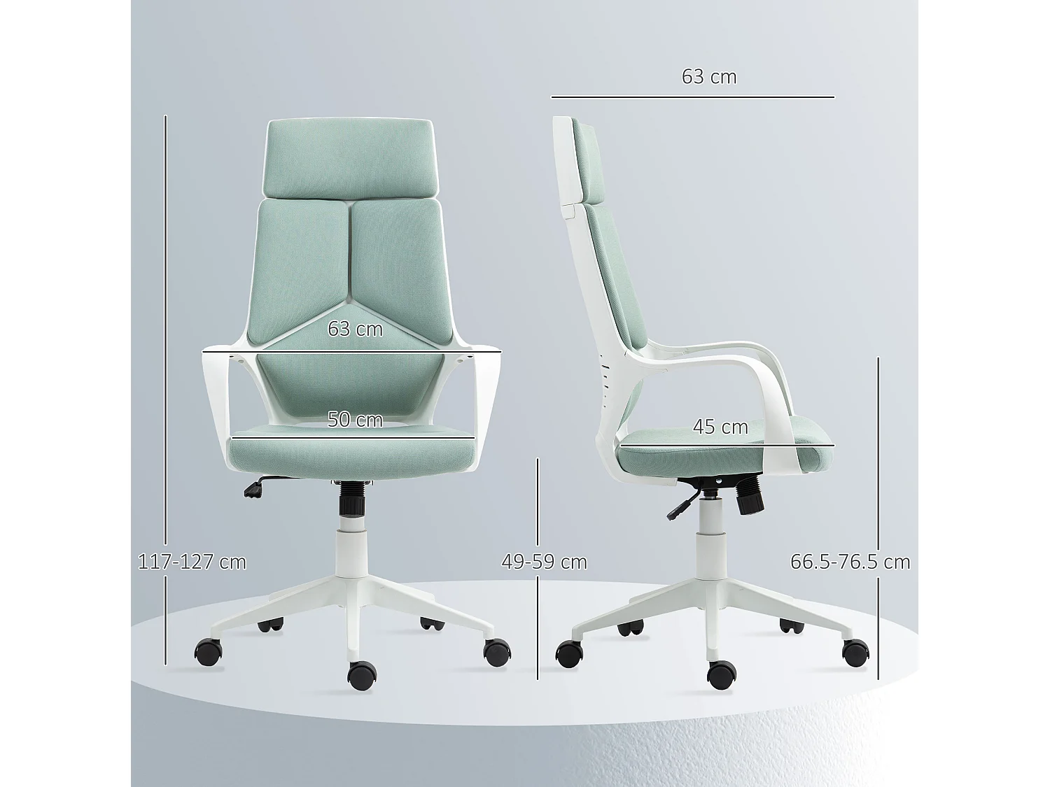 Sedia da ufficio girevole con altezza regolabile in tessuto verde