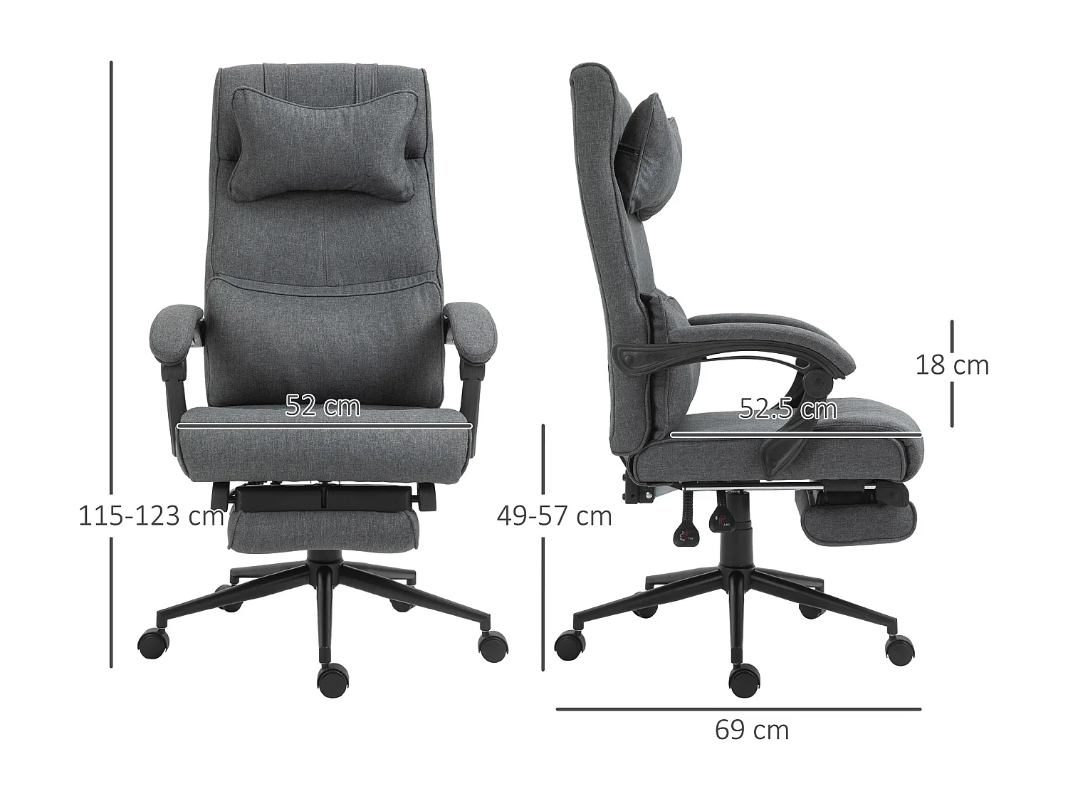 Sedia da ufficio ergonomica e imbottita ad altezza regolabile