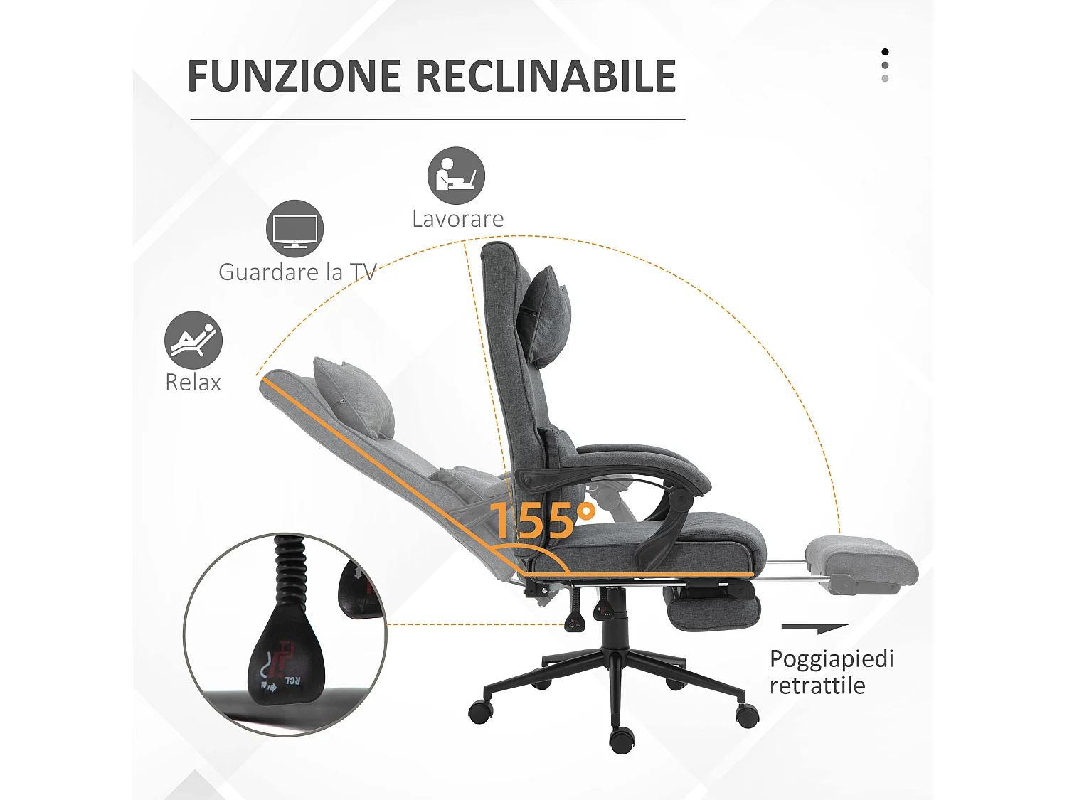 Sedia da ufficio ergonomica e imbottita ad altezza regolabile