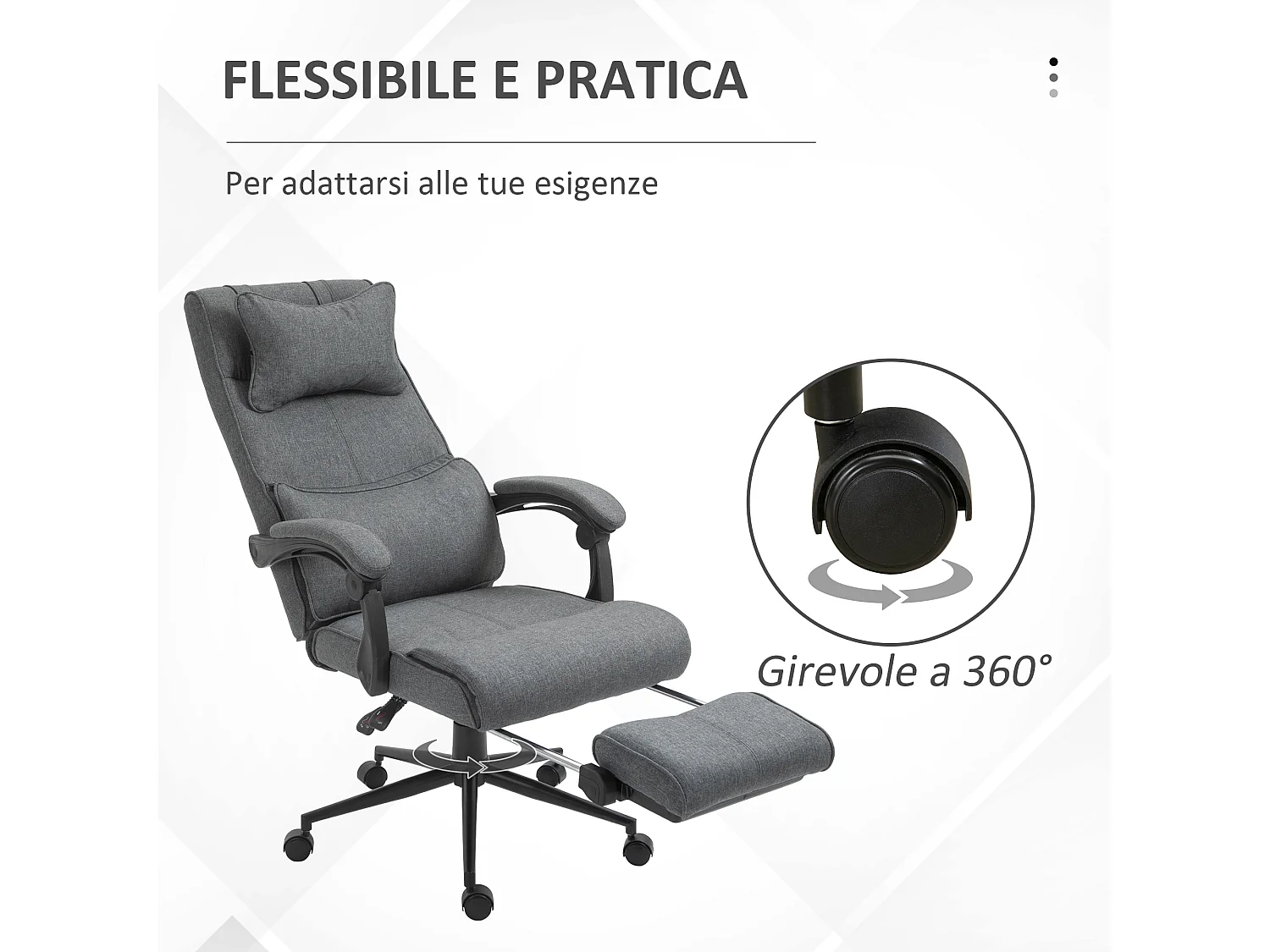 Sedia da ufficio ergonomica e imbottita ad altezza regolabile