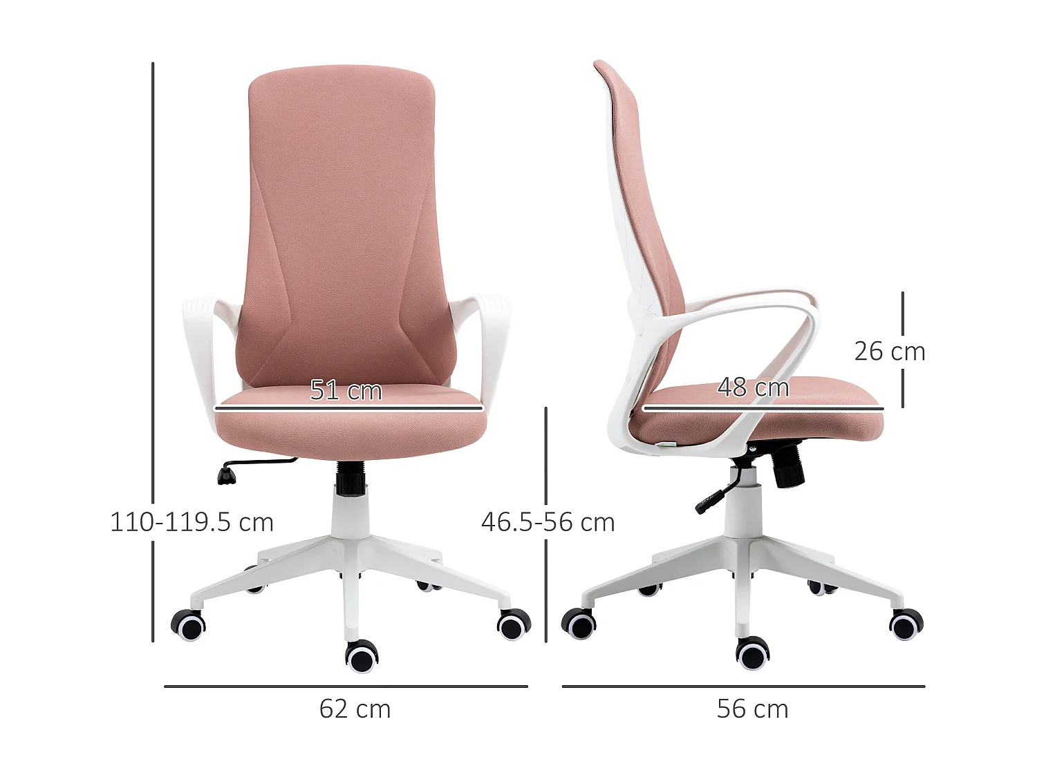 Sedia da ufficio ergonomica con funzione dondolo rosa