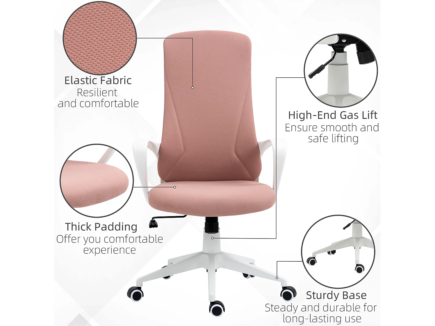 Sedia da ufficio ergonomica con funzione dondolo rosa