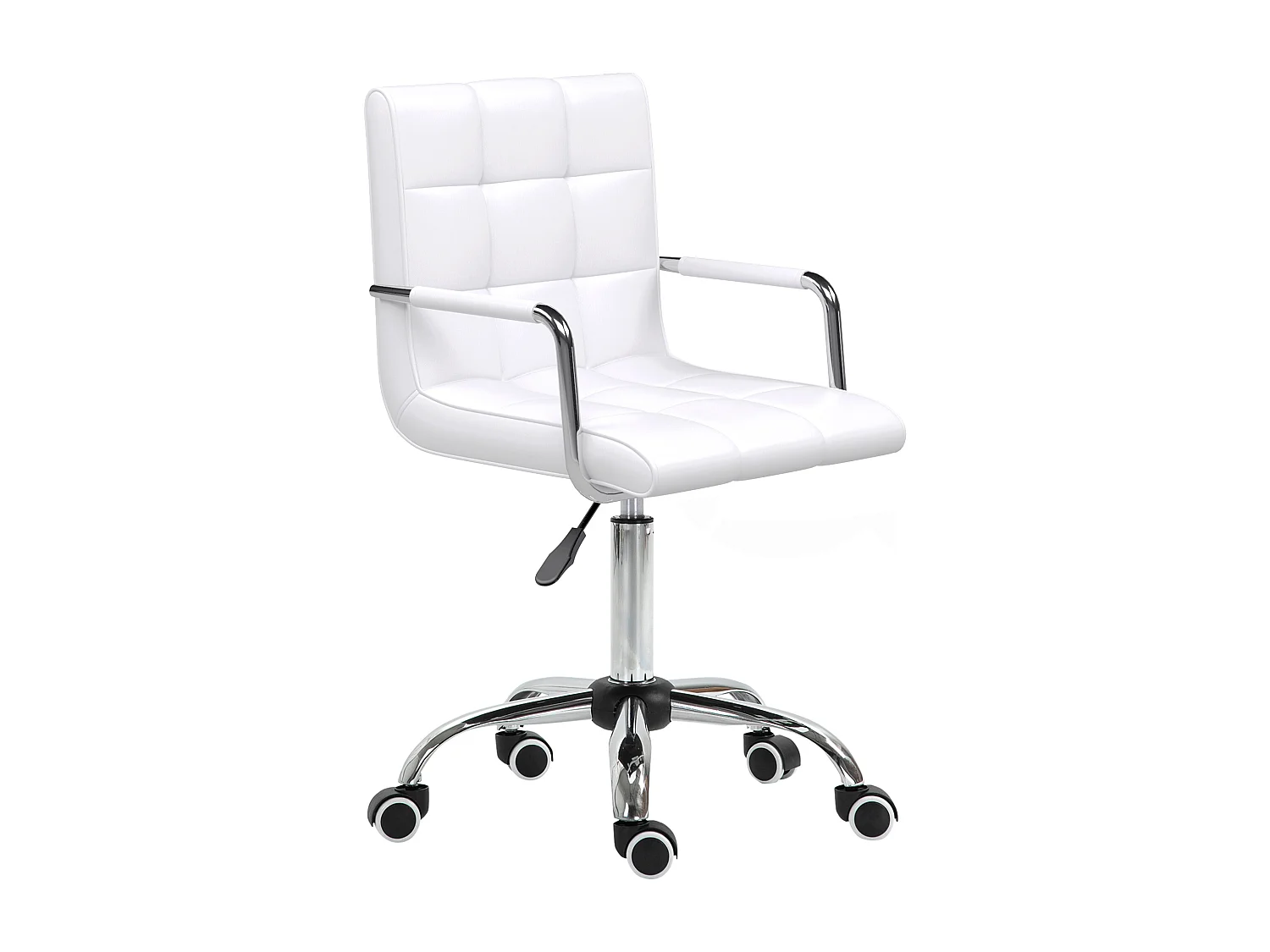 Sedia da ufficio in similpelle bianca con 5 ruote girevoli