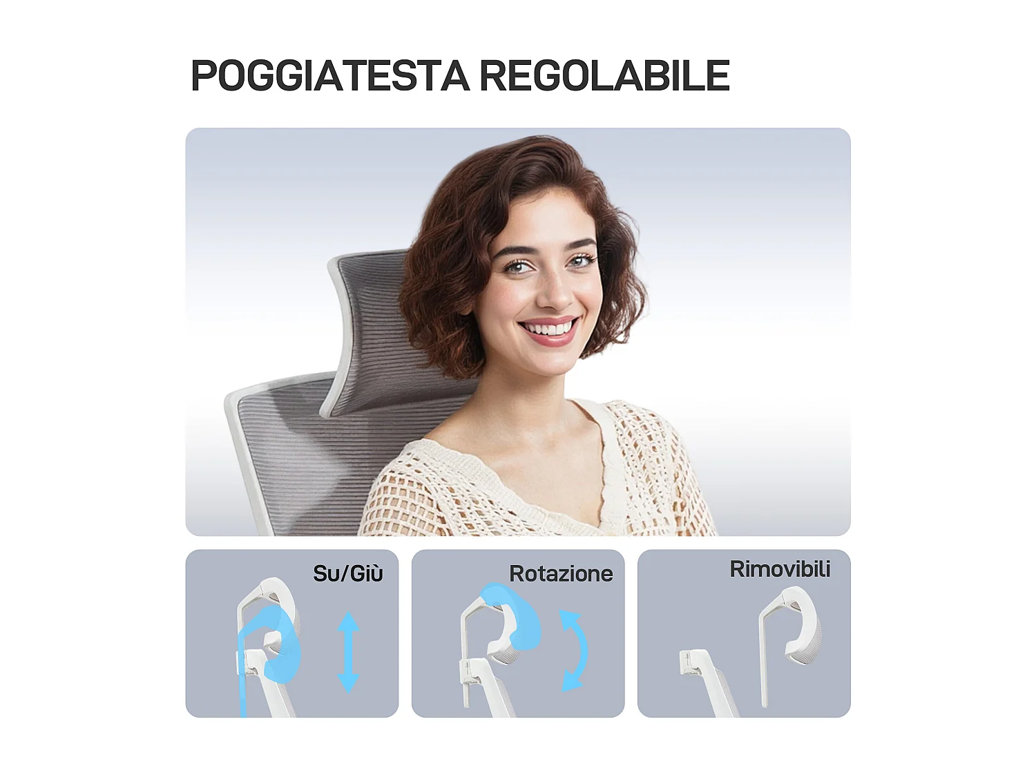 Sedia da ufficio ergonomica con supporto lombare dinamico multicolore