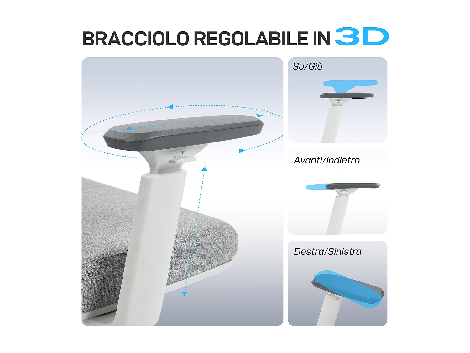 Sedia da ufficio ergonomica con supporto lombare dinamico multicolore
