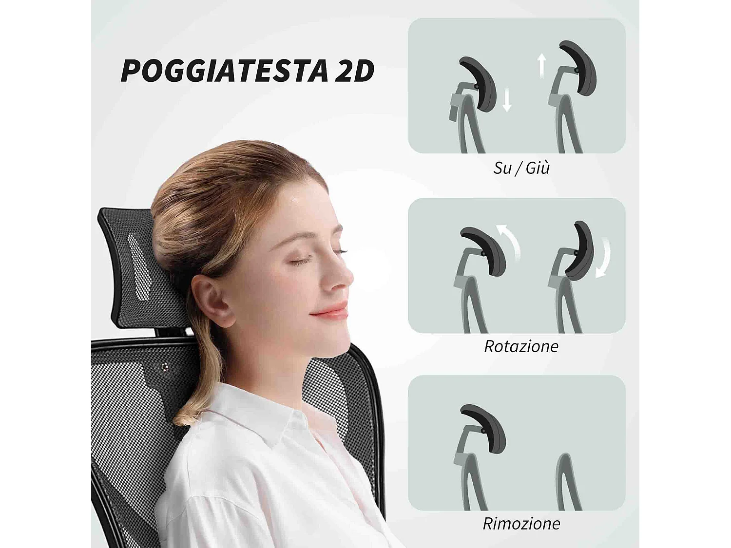 Sedia da ufficio ergonomica e regolabile con supporto lombare grigio