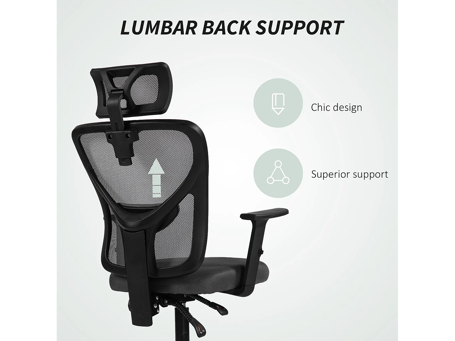 Sedia da ufficio ergonomica e regolabile con supporto lombare grigio